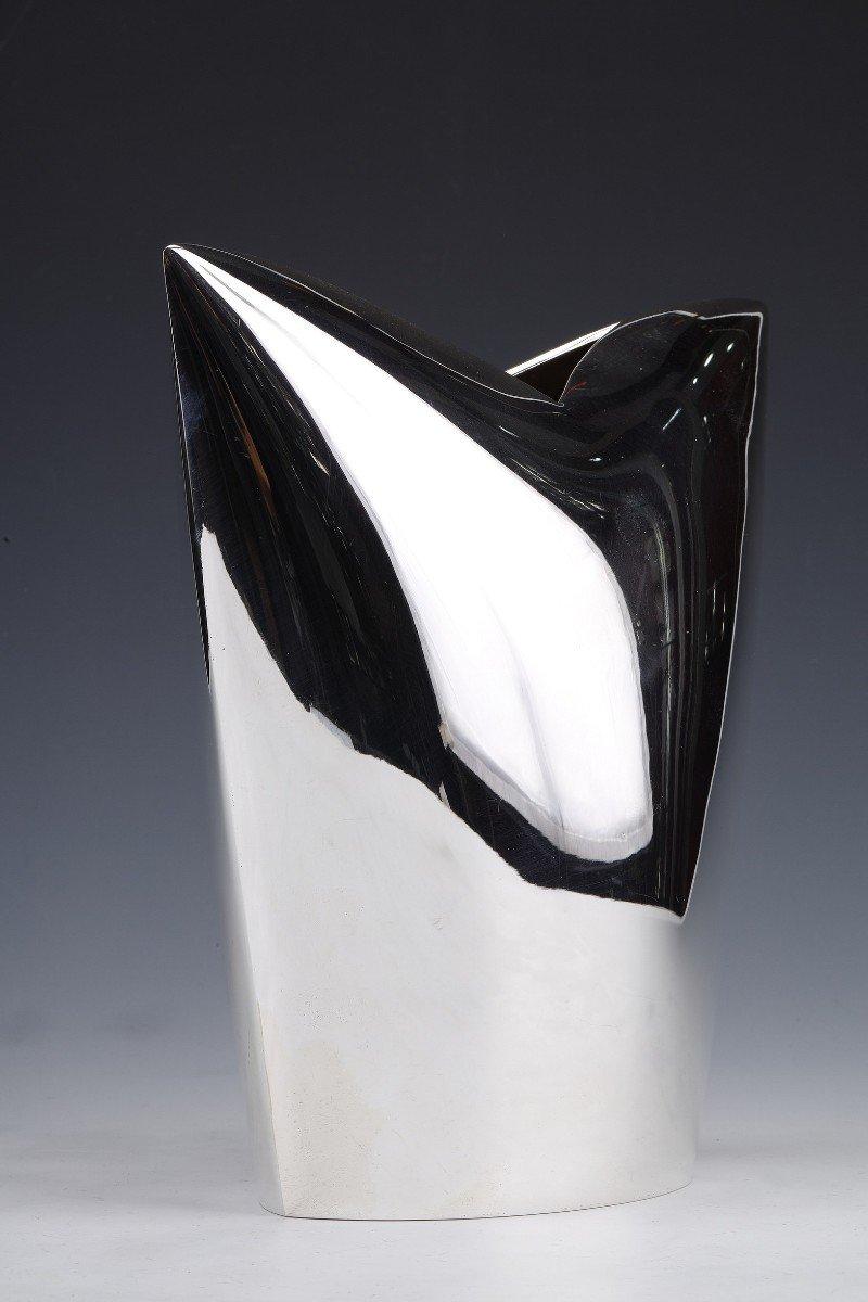 Gabriel De Vecchi - Solid Silver Vase Italian Design Xxth In Excellent Condition For Sale In SAINT-OUEN-SUR-SEINE, FR