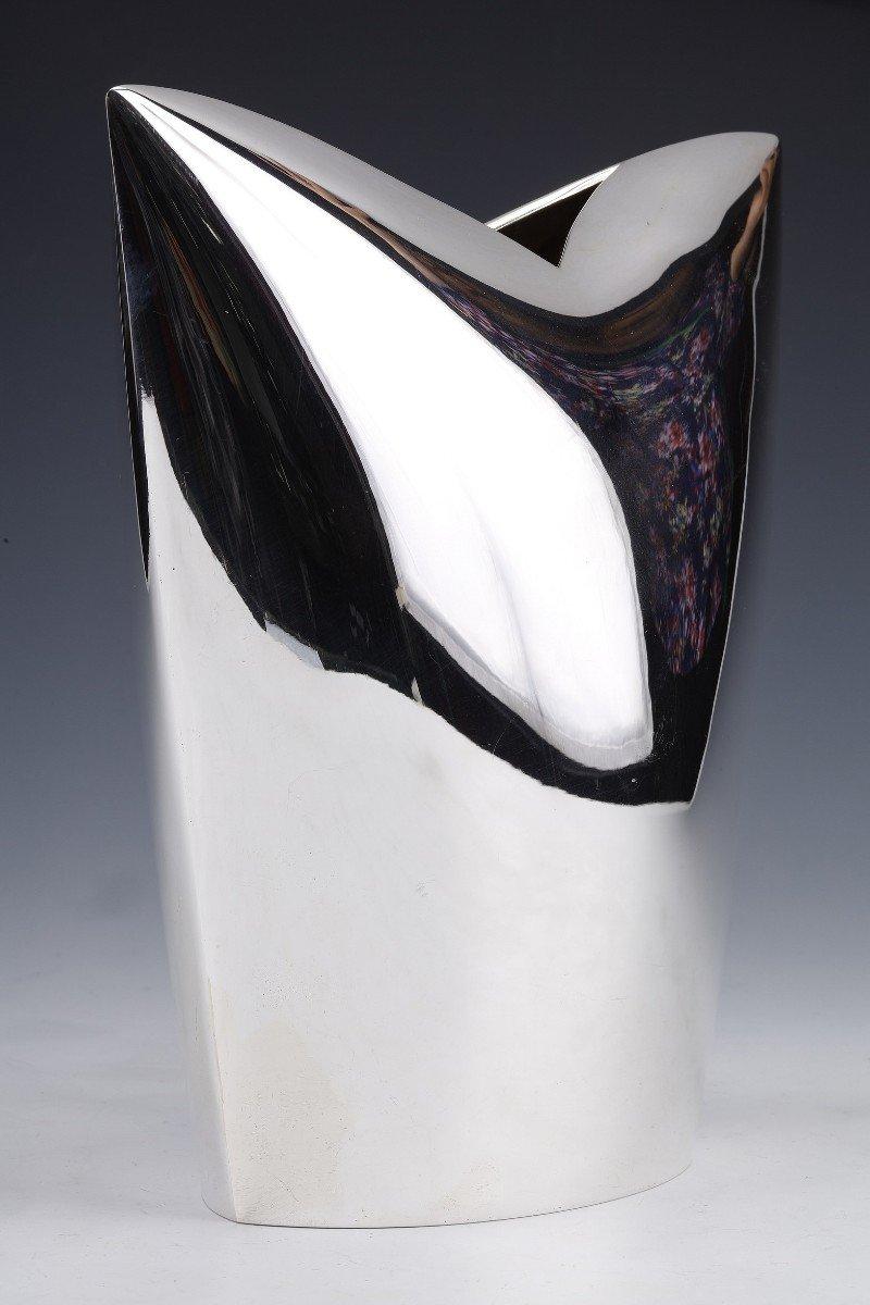 Gabriel De Vecchi - Solid Silver Vase Italian Design Xxth For Sale 1