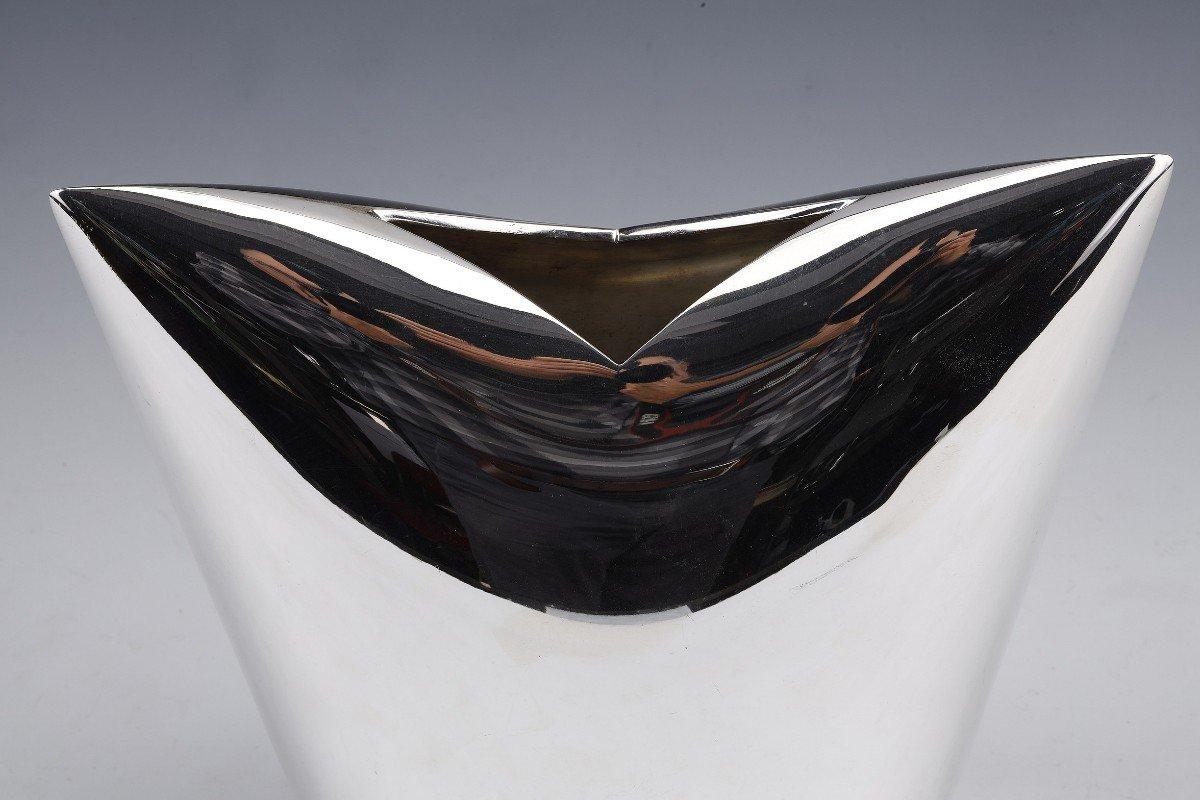 Gabriel De Vecchi - Solid Silver Vase Italian Design Xxth For Sale 2