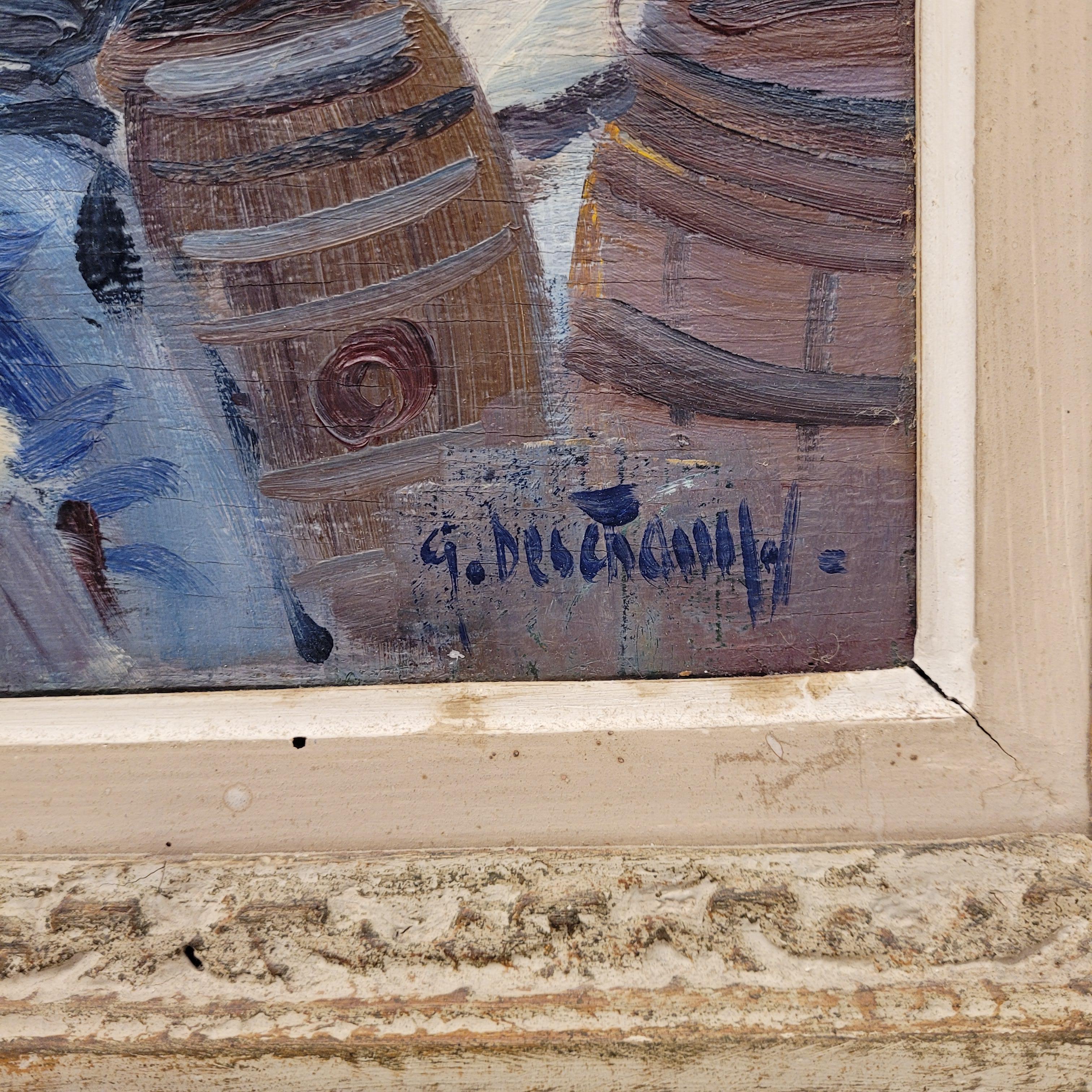 Hand-Painted Gabriel Deschamps French Oil on canvas “Saint Tropez” For Sale