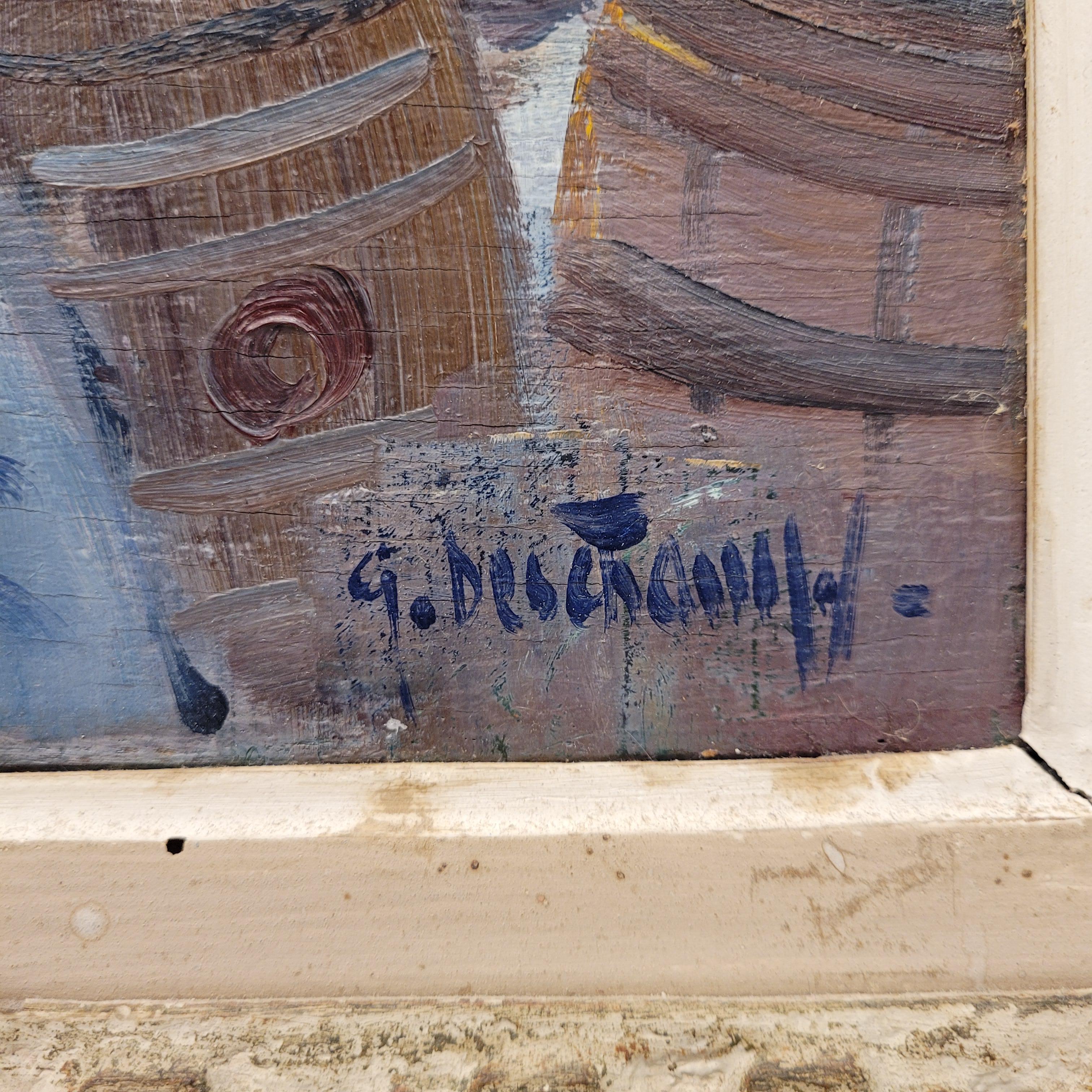 Gabriel Deschamps French Oil on canvas “Saint Tropez” In Good Condition For Sale In Valladolid, ES
