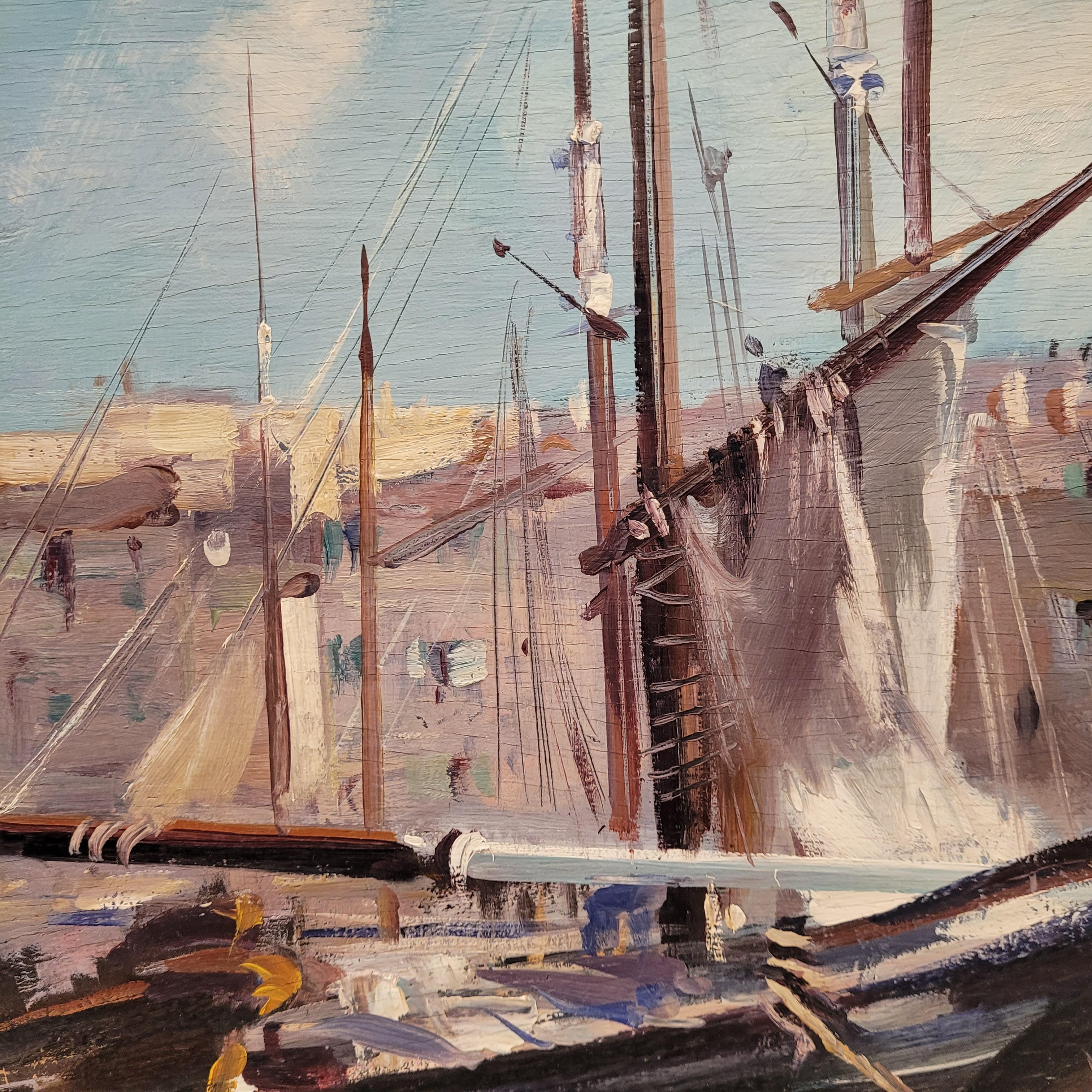 Late 20th Century Gabriel Deschamps French Oil on canvas “Saint Tropez” For Sale