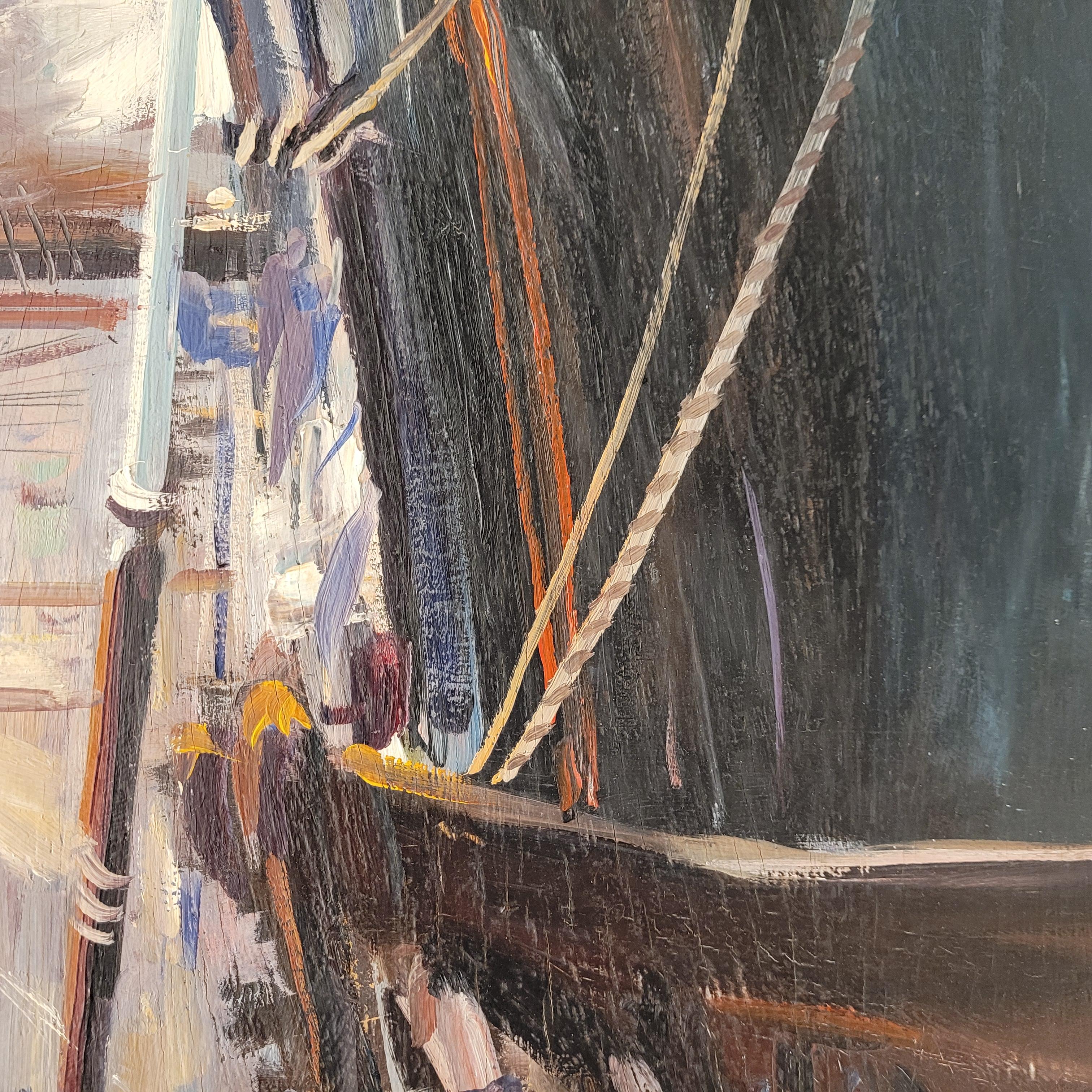 Wood Gabriel Deschamps French Oil on canvas “Saint Tropez” For Sale