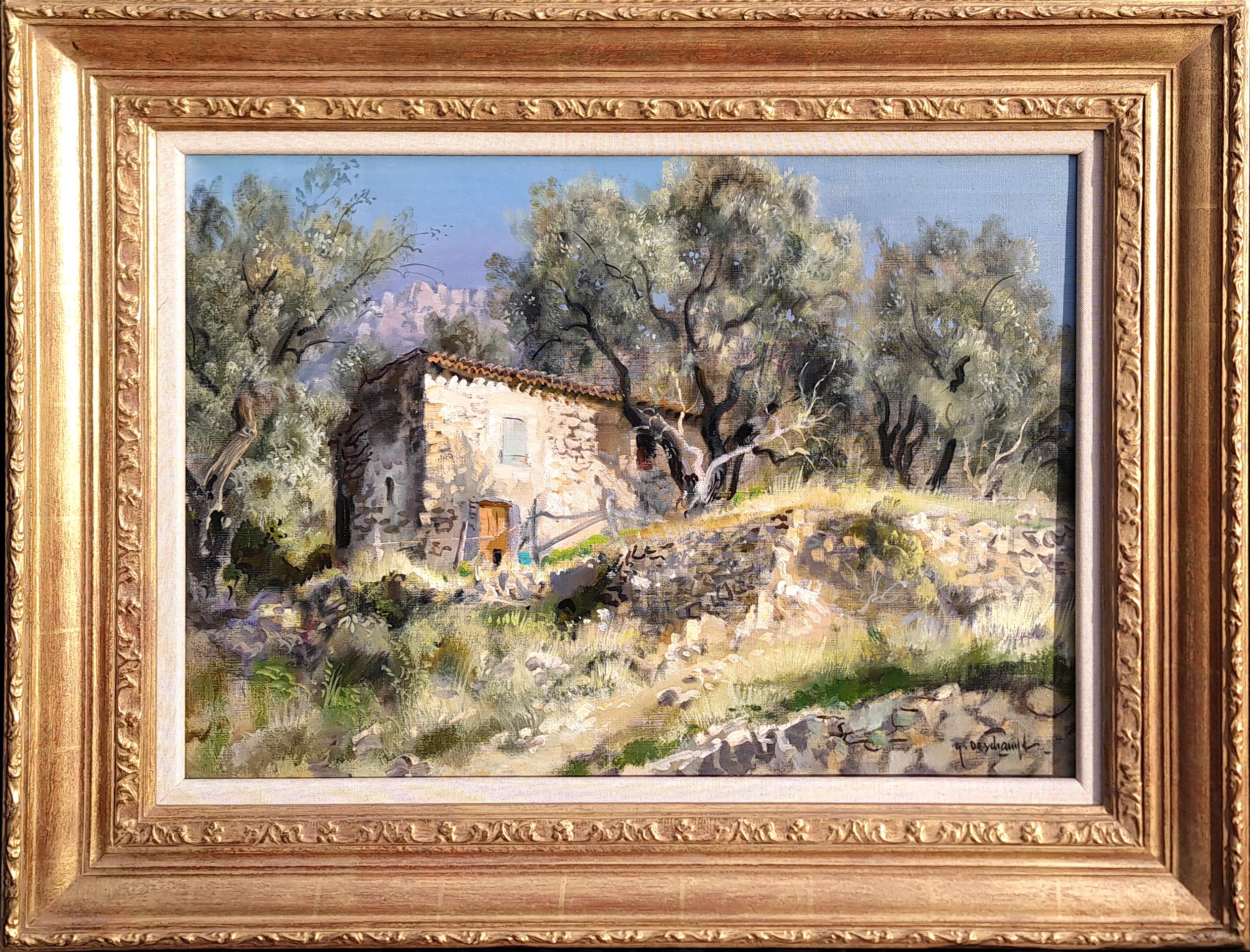 Gabriel Deschamps Landscape Painting - Castellar, Alpes-Maritimes