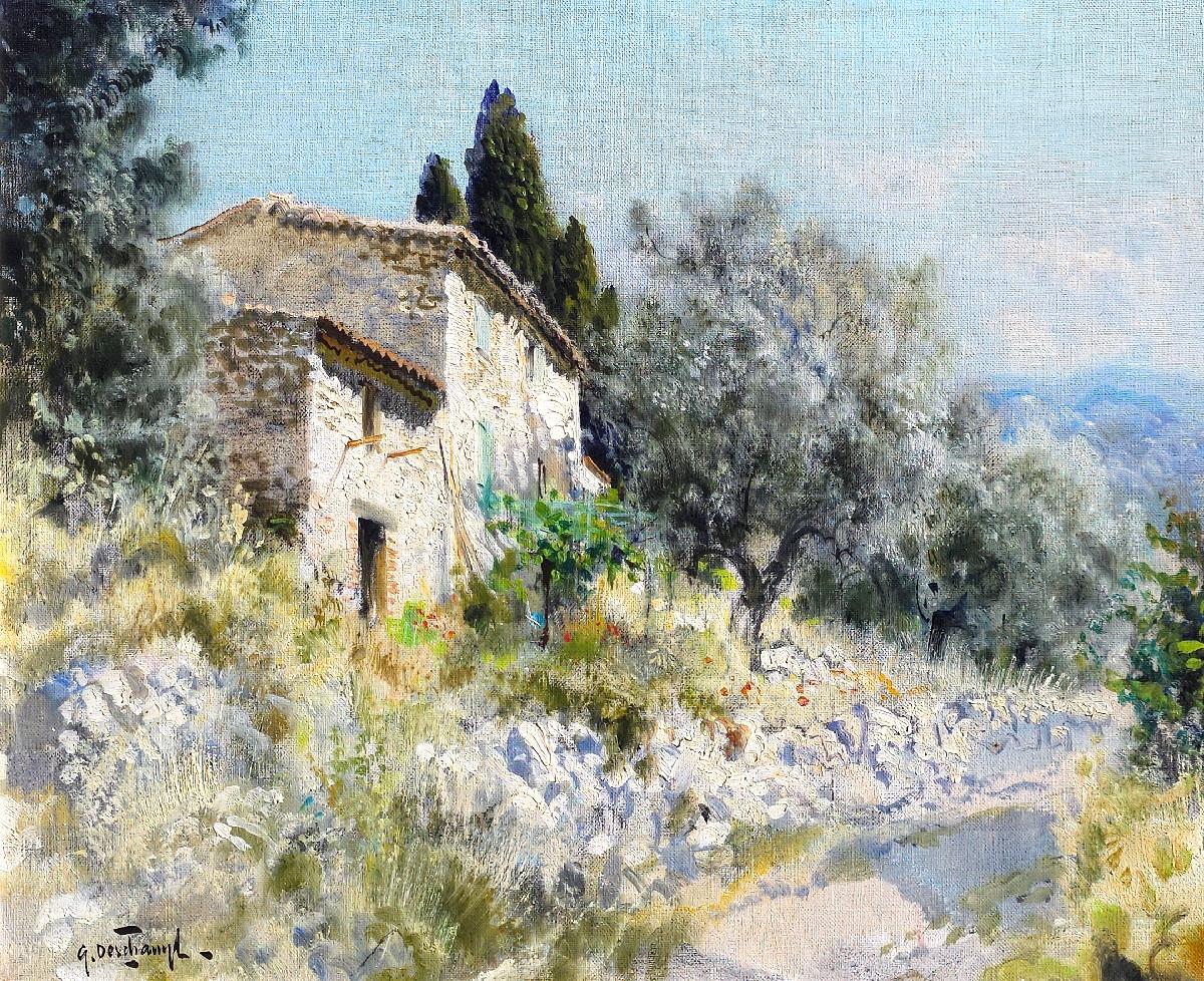 Dans Le Campagne De Venic - Painting by Gabriel Deschamps