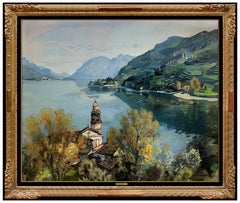 Gabriel Deschamps Original Oil Painting On Canvas Signed Italian Landscape Art