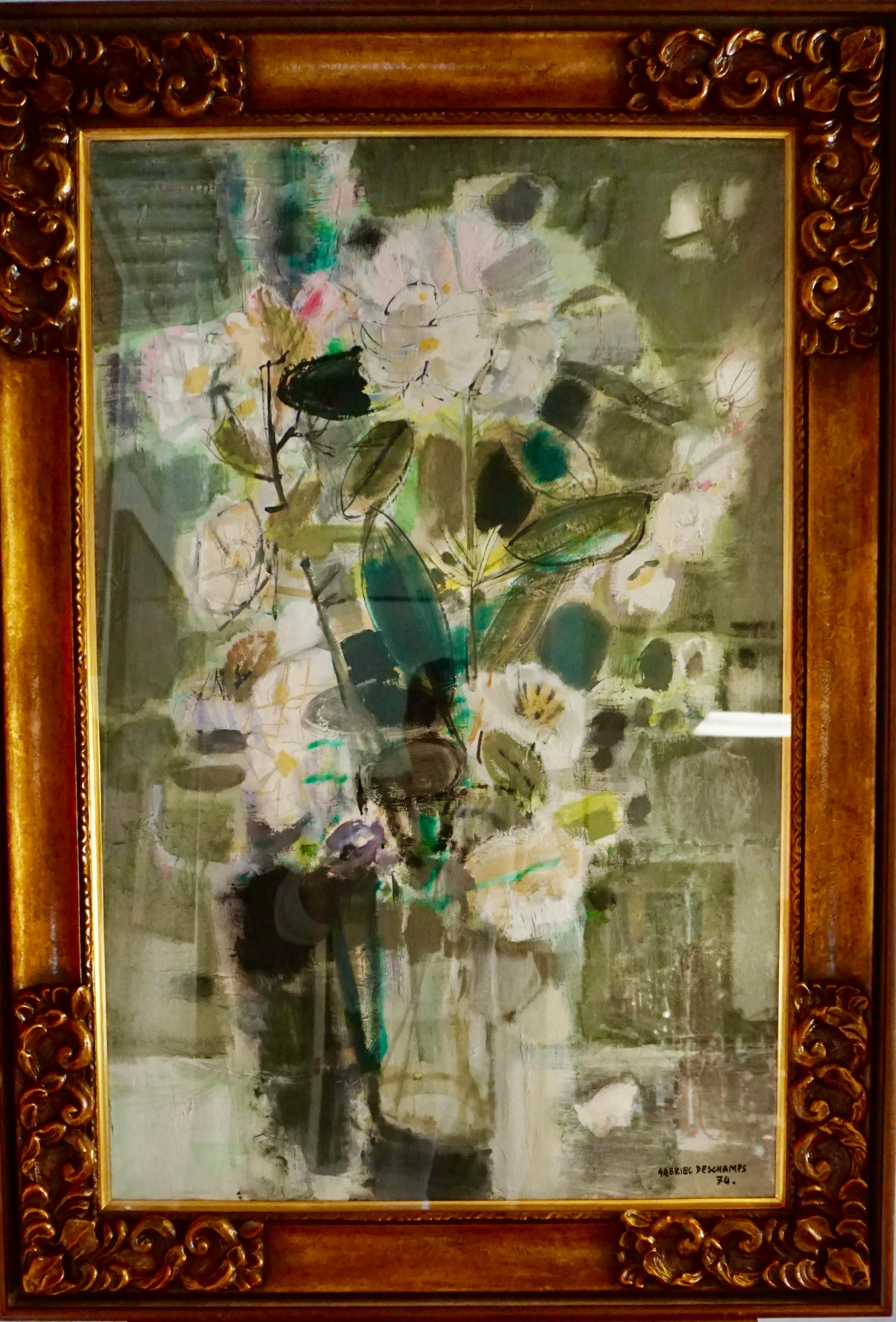 Gabriel Deschamps Still-Life Painting – ""Le Bouquet Blanc"" / Der weiße Blumenstrauß