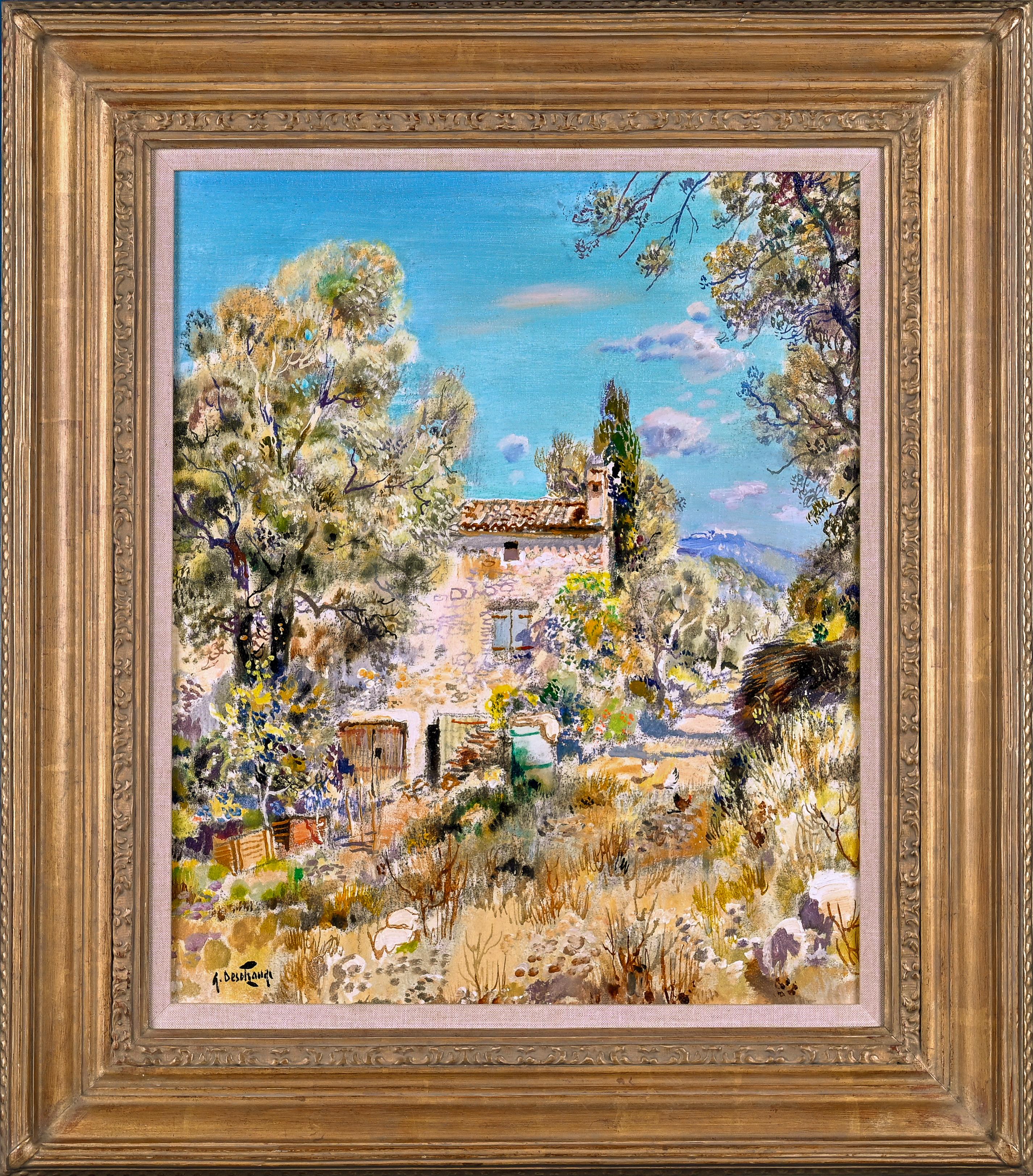 Paysage Provencal' Pittura impressionista di paesaggio del XX secolo, Nature, alberi - Painting di Gabriel Deschamps
