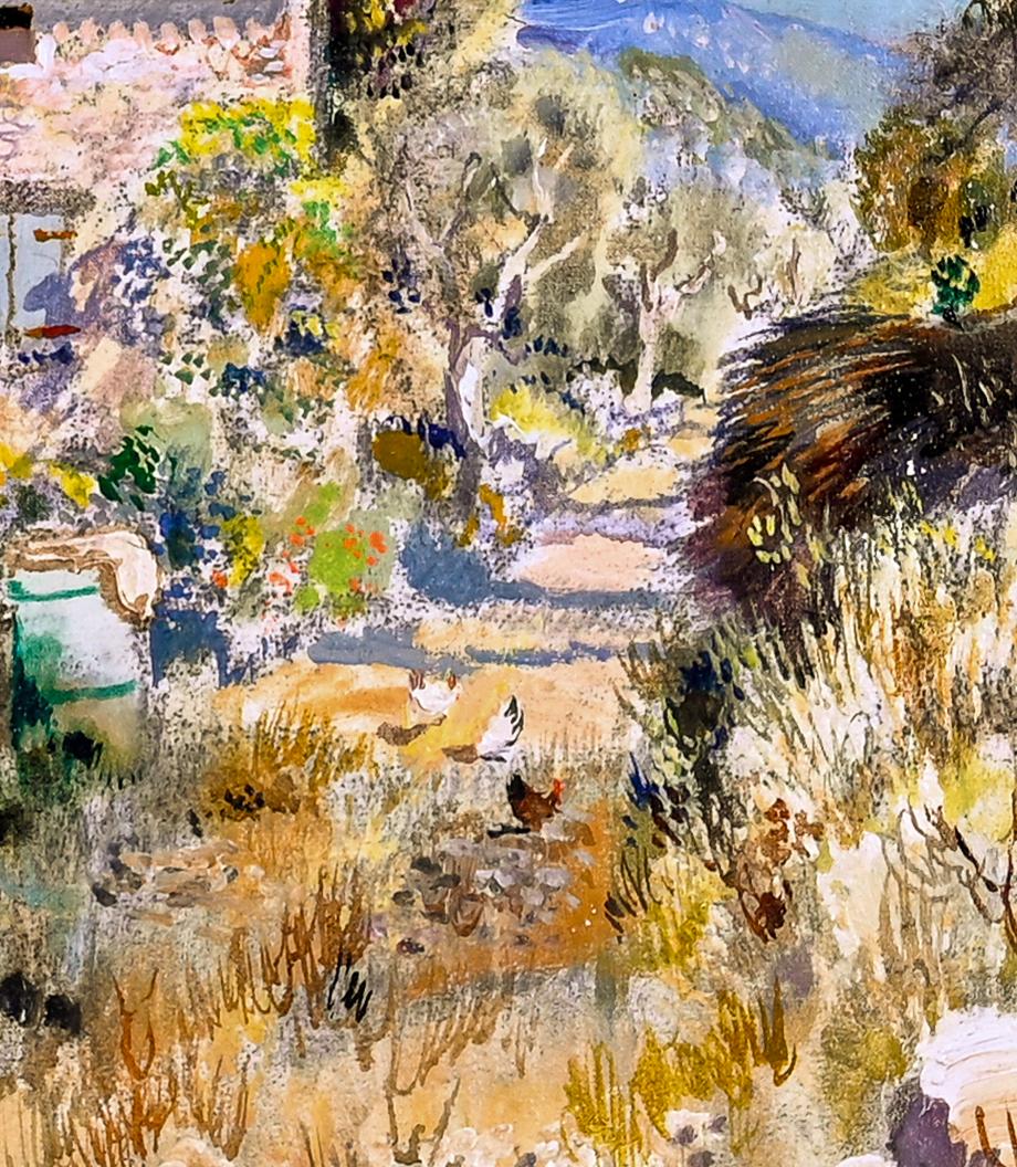 Paysage Provencal' Pittura impressionista di paesaggio del XX secolo, Nature, alberi - Landscape Painting Grigio di Gabriel Deschamps