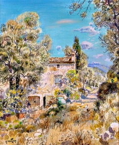 'Paysage Provencal' 20th Century Landscape Impressionist Painting, nature, trees