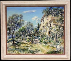 Gabriel Deschamps - The Old Stone Mas House Provence Fine French Impressionist Signed Oil Painting The Old Stone Mas House Provence Fine French Impressionist Signed Oil Painting