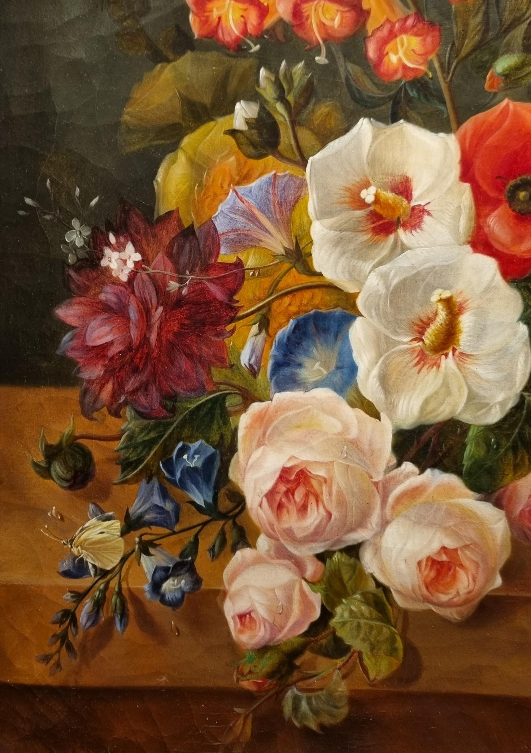 Blumengemälde Französisch Akademischer Realist Stilleben DUDAN Mitte 19. (Braun), Still-Life Painting, von Gabriel DUDAN