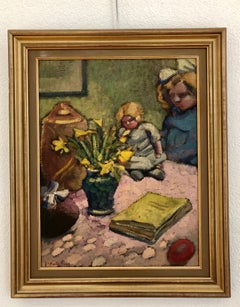 Little girl playing doll