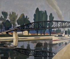 Steamboats and bridge over the Thièle, Yverdon