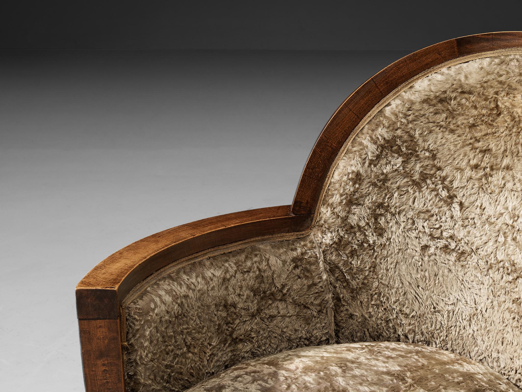 Gabriel Englinger Art Deco Lounge Chair in Velvet Upholstery In Good Condition For Sale In Waalwijk, NL