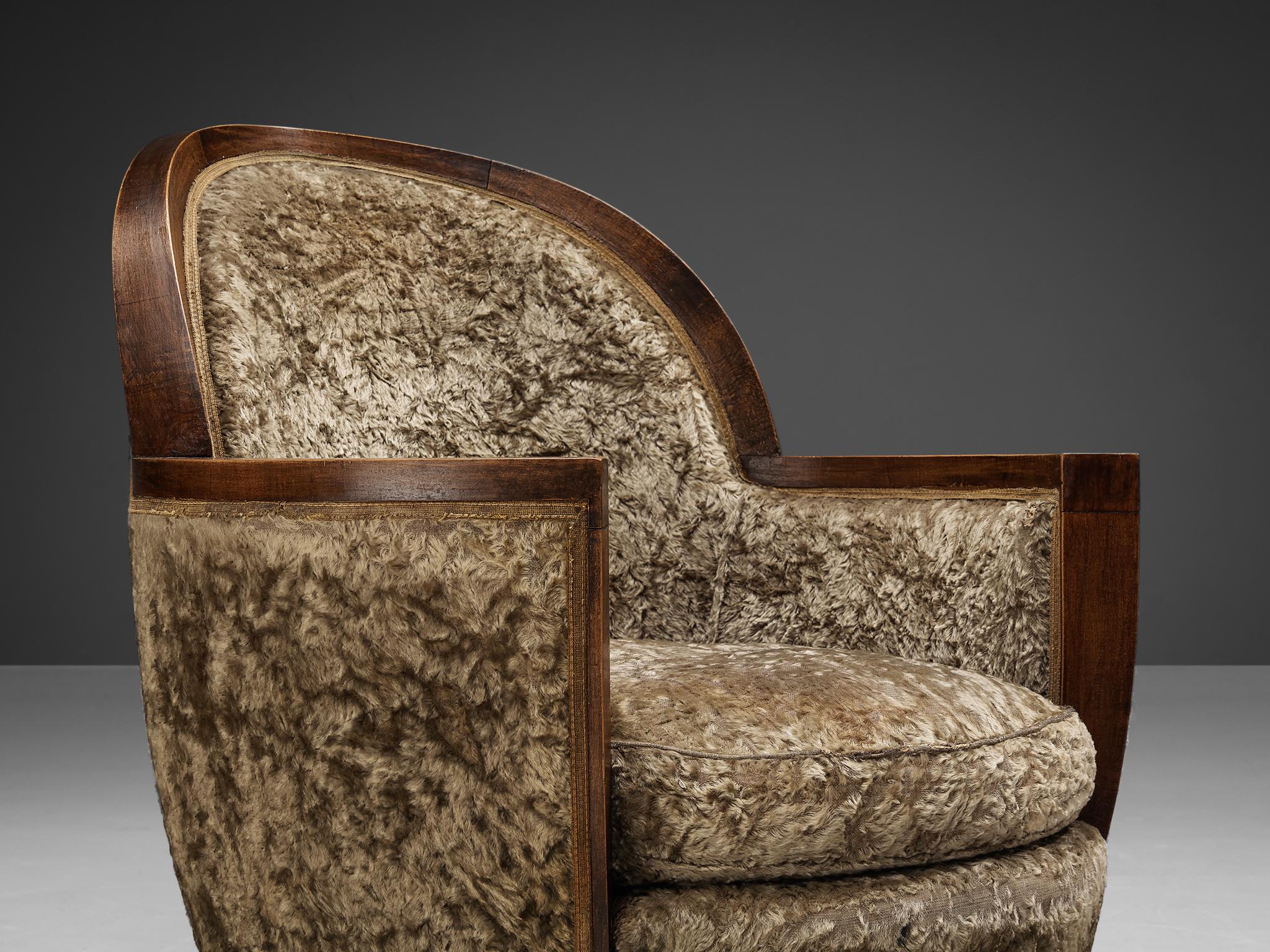 Gabriel Englinger Art Deco Lounge Chair in Velvet Upholstery For Sale 2