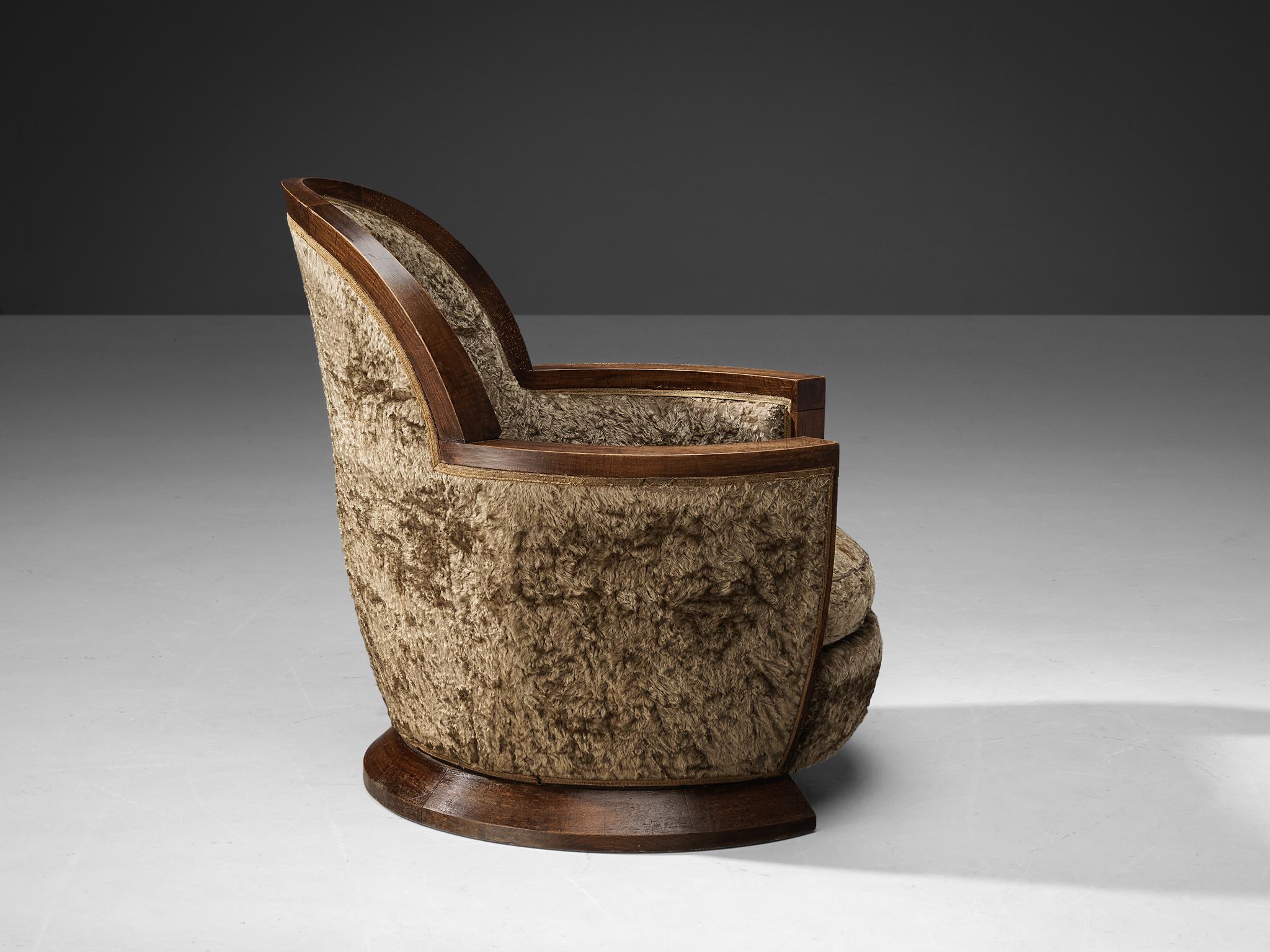 Gabriel Englinger Art Deco Lounge Chair in Velvet Upholstery For Sale 3