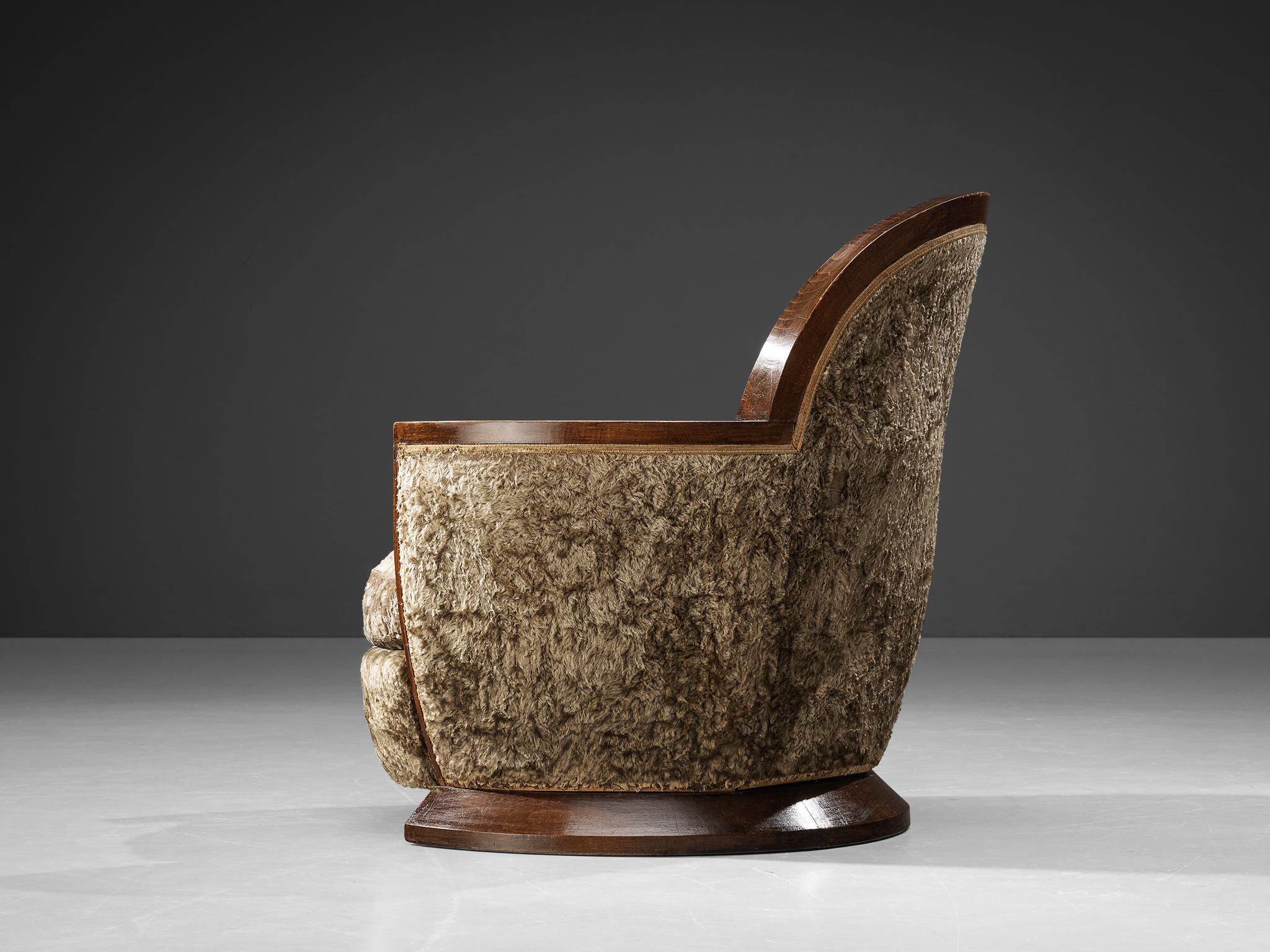 Gabriel Englinger Art Deco Lounge Chair in Velvet Upholstery For Sale 4