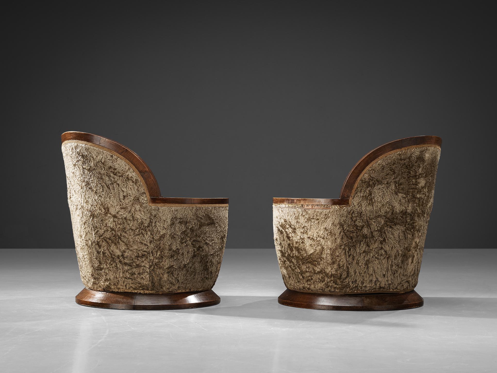 Gabriel Englinger Pair of Art Deco Lounge Chairs in Velvet Upholstery 7