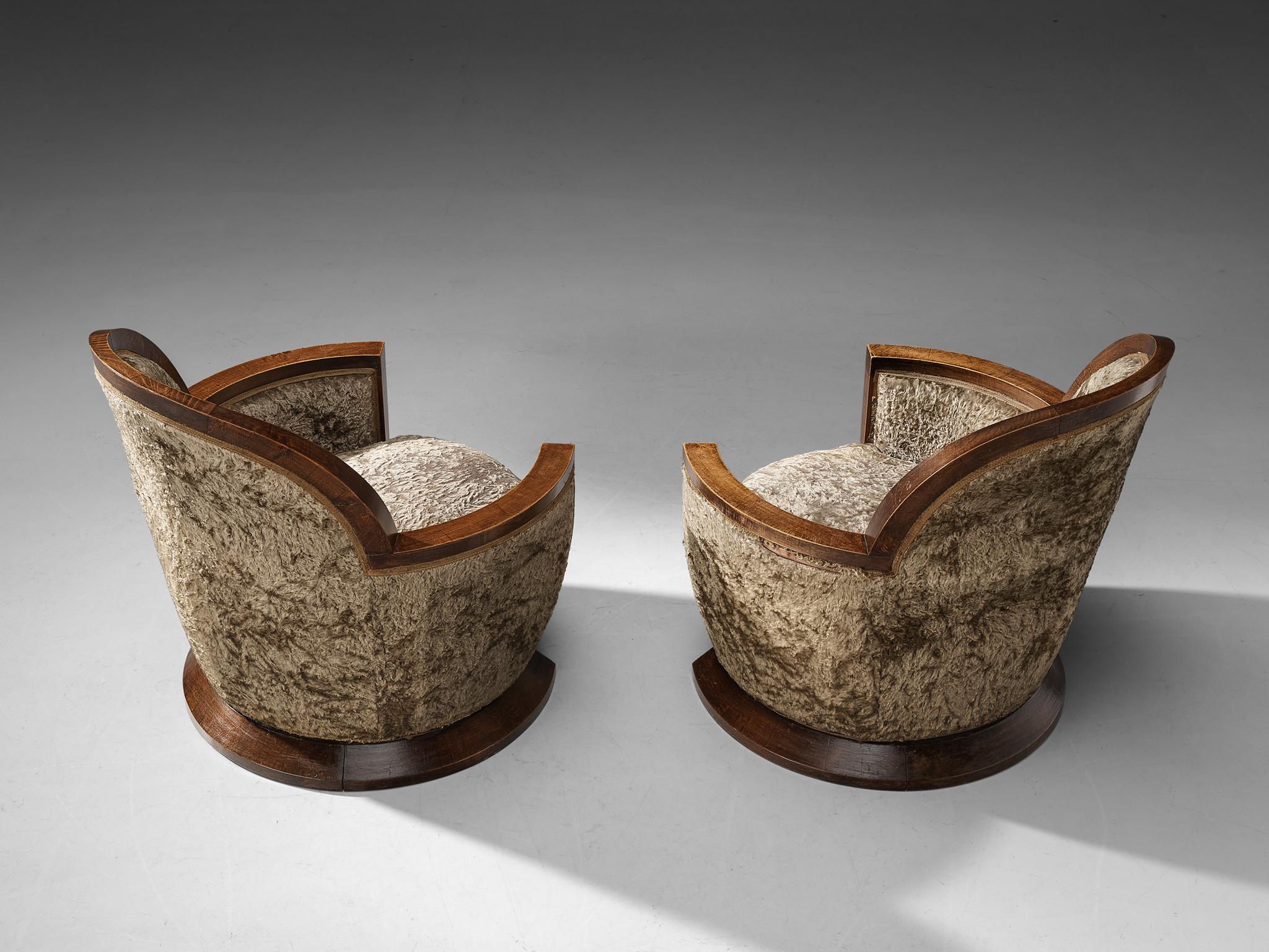 Gabriel Englinger Pair of Art Deco Lounge Chairs in Velvet Upholstery 9