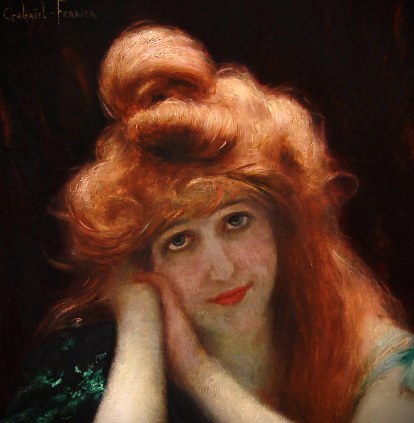 Ritratto di Madame Ferrier dipinto a olio da Gabriel Ferrier, scuola francese del 19° secolo. - Painting Scuola francese di Gabriel FERRIER (1847-1914)