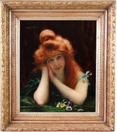 Ritratto di Madame Ferrier dipinto a olio da Gabriel Ferrier, scuola francese del 19° secolo.