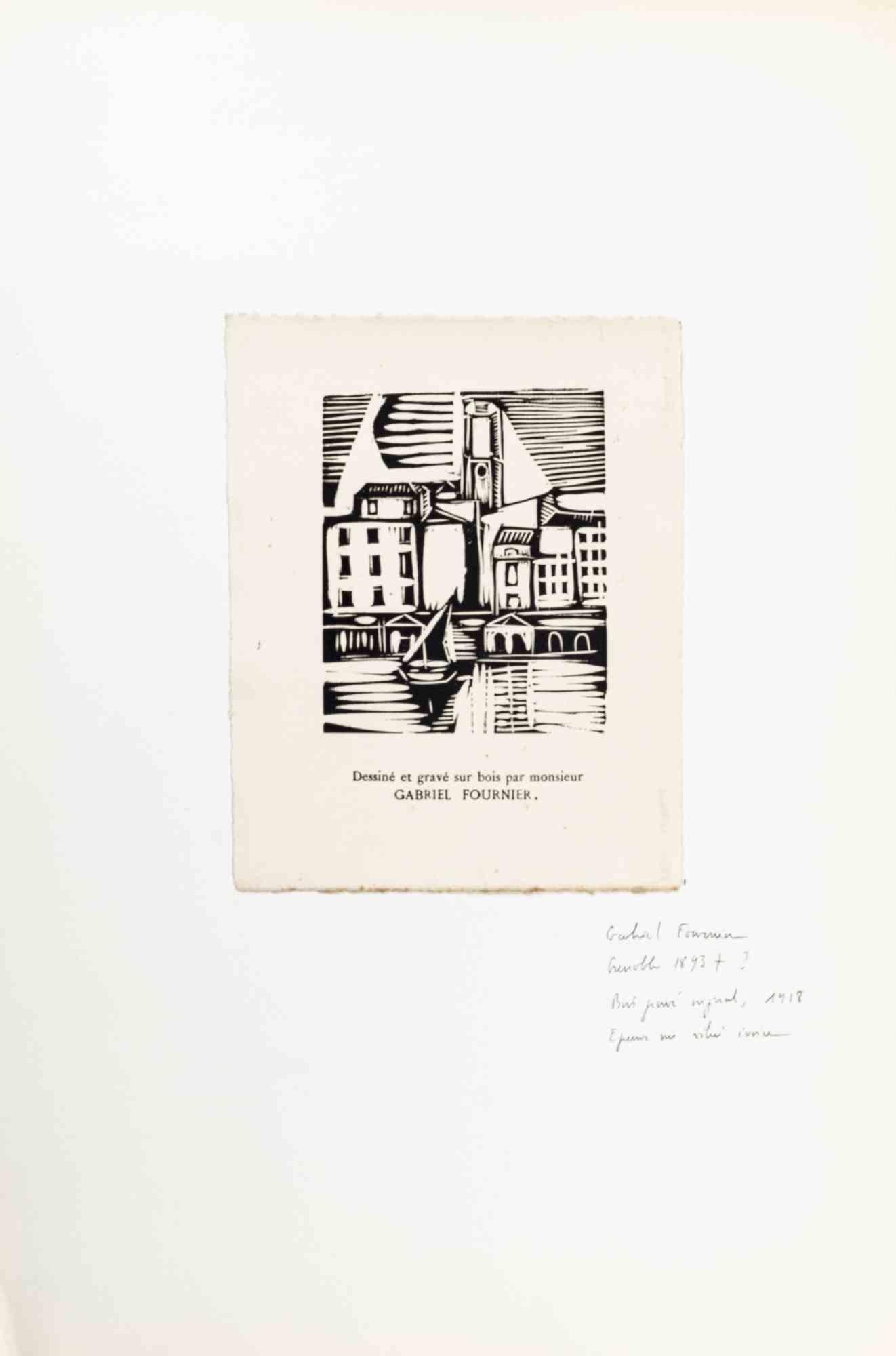 Le paysage urbain est une gravure sur bois réalisée par Gabriel Fournier au début du 20e siècle. 

Gravure sur bois sur papier.

Signé sur la plaque, appliqué sur un Passepartout:49 x 32 cm

L'œuvre d'art est réalisée par des traits forts et habiles