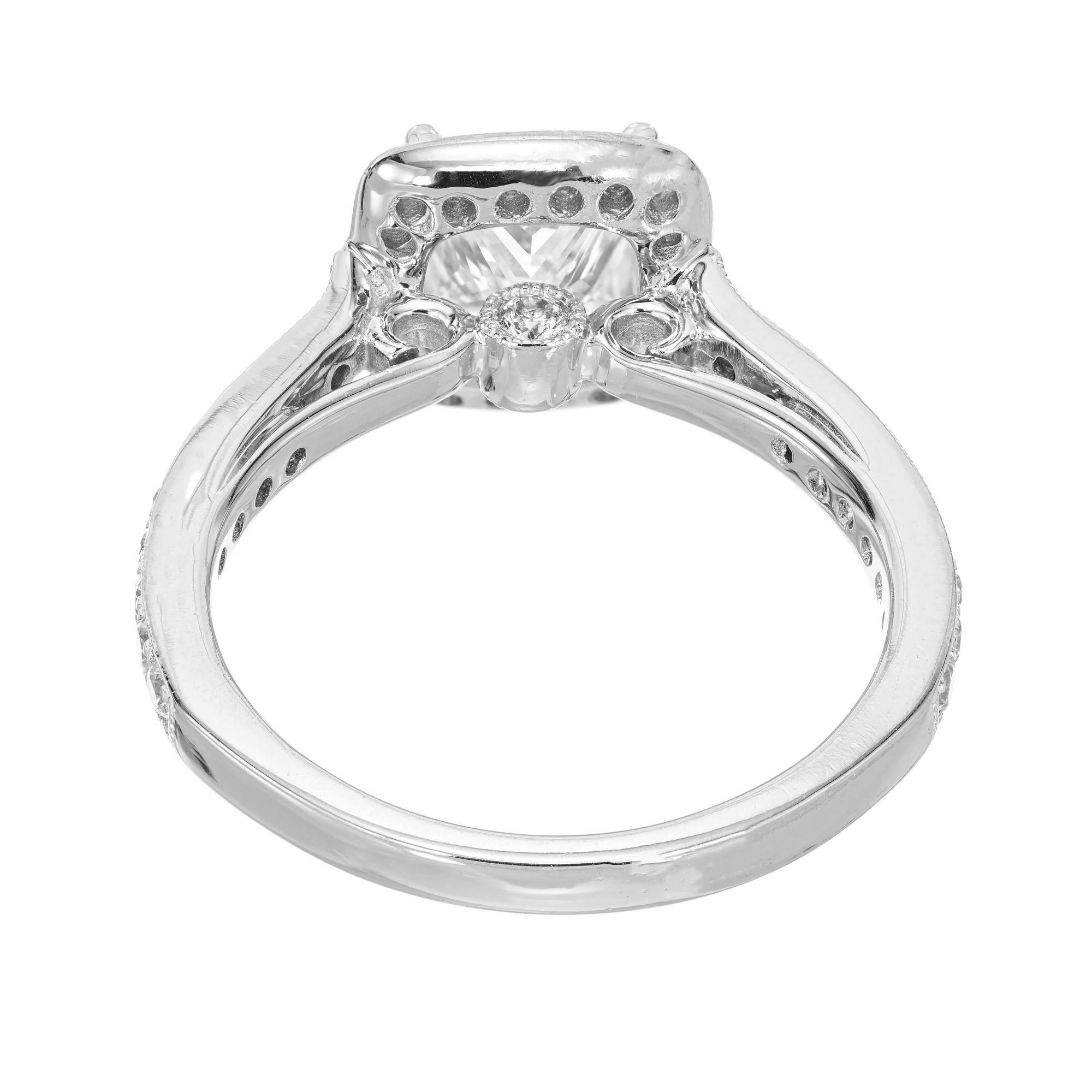 Gabriel GIA Certified 1.00 Carat Diamond Halo White Gold Engagement Ring For Sale 1