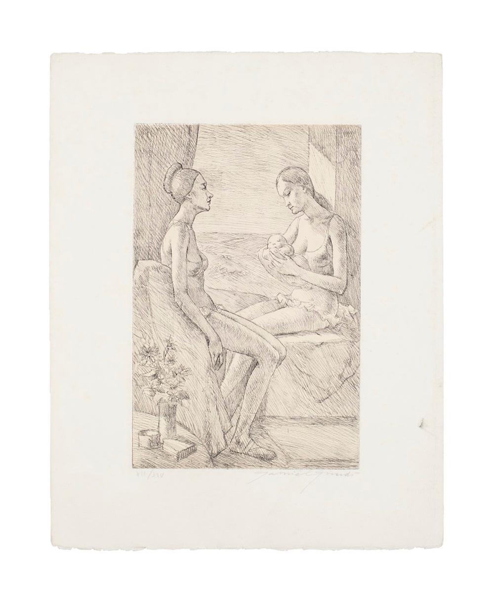 Maternity -  Etching by G. Girardi - 1971 - Print by Gabriel Girardi