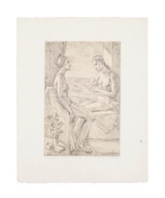 Mutterschaft -  Radierung von G. Girardi – 1971