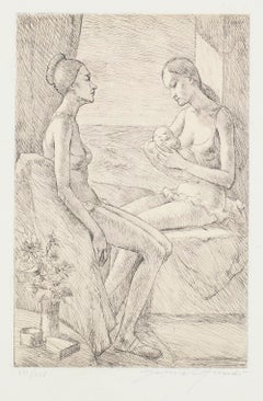 Maternity -  Etching by G. Girardi - 1971