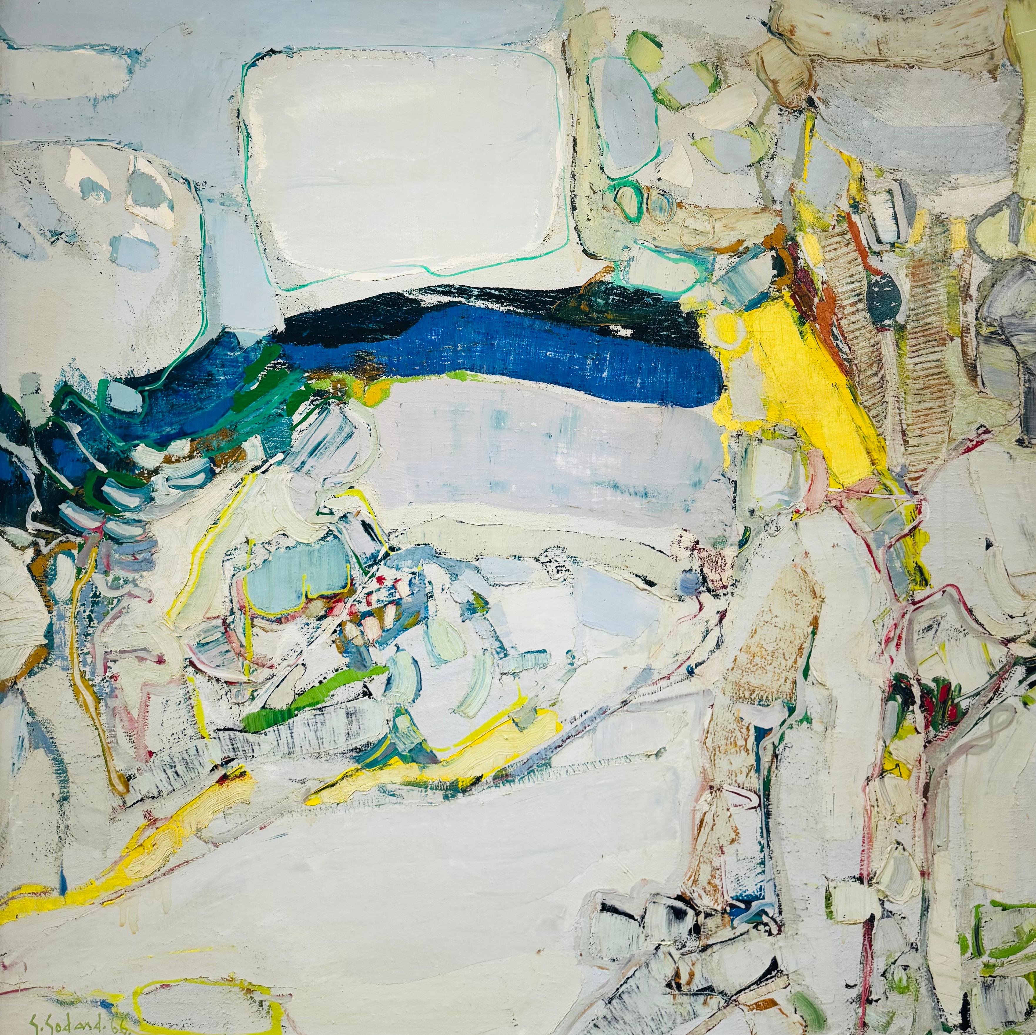 Gabriel Godard Abstract Painting - 1966 OIL on Canvas Large French IMPRESSIONIST “ Personnages dans la campagne”