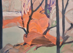 "El arbusto rojo" Gabriel Godard, Pintura, Óleo sobre lienzo, Artista francés, 1979