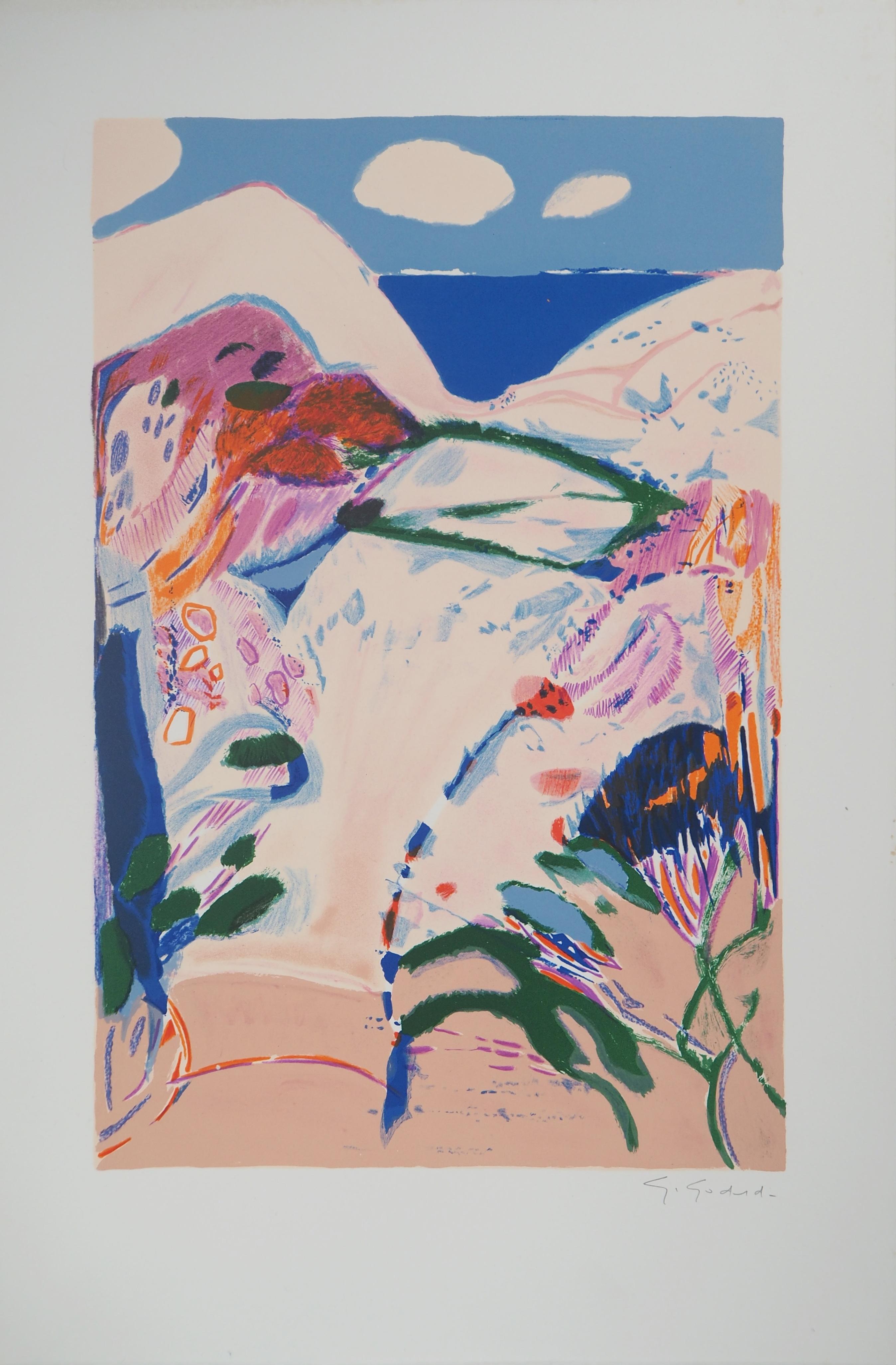Landscape Print Gabriel Godard - La forêt abstraite - Lithographie originale, signée à la main