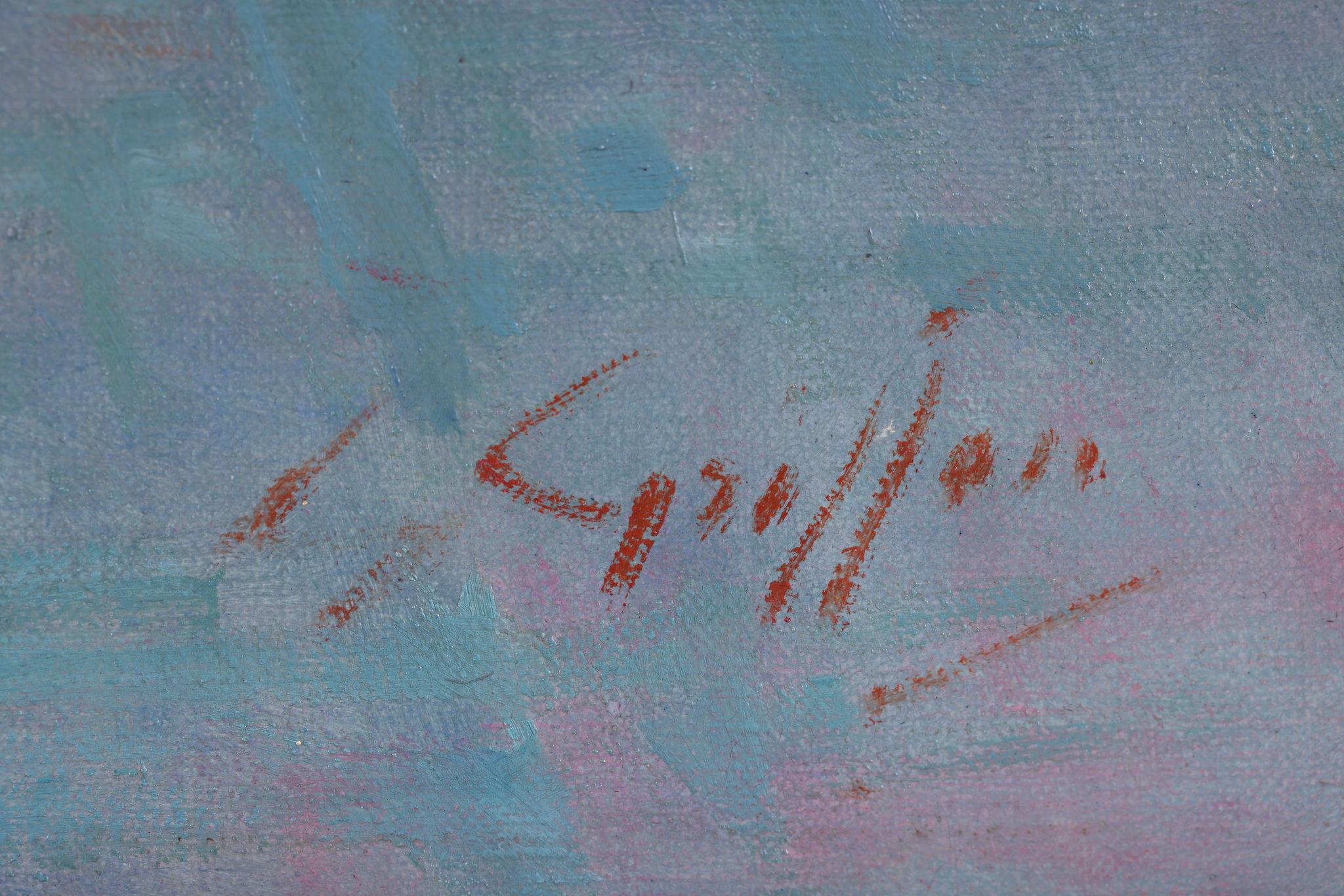 „Figuren am Ball draußen bei Nacht“. Ein gerahmtes Ölgemälde von Gabriel Griffon im Angebot 2