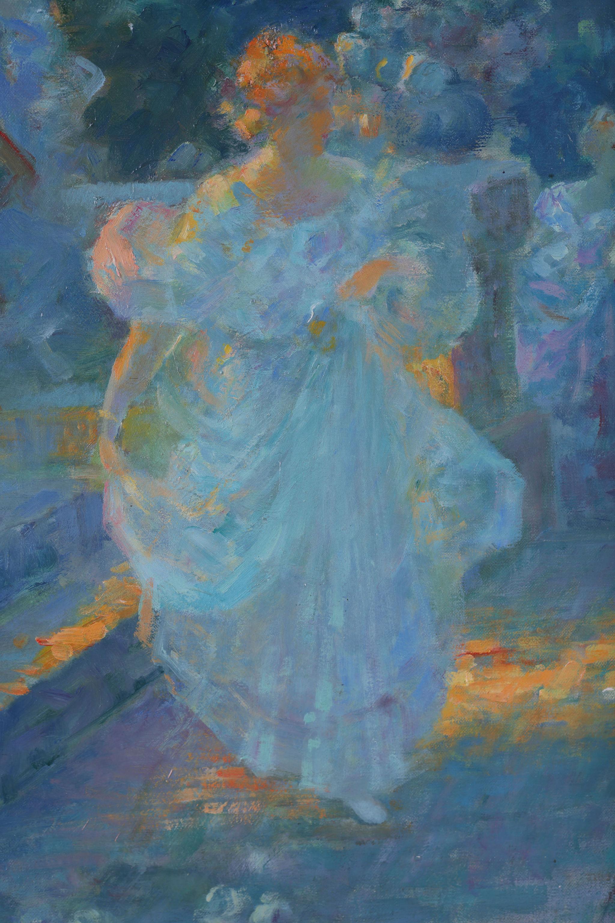 „Figuren am Ball draußen bei Nacht“. Ein gerahmtes Ölgemälde von Gabriel Griffon im Angebot 3