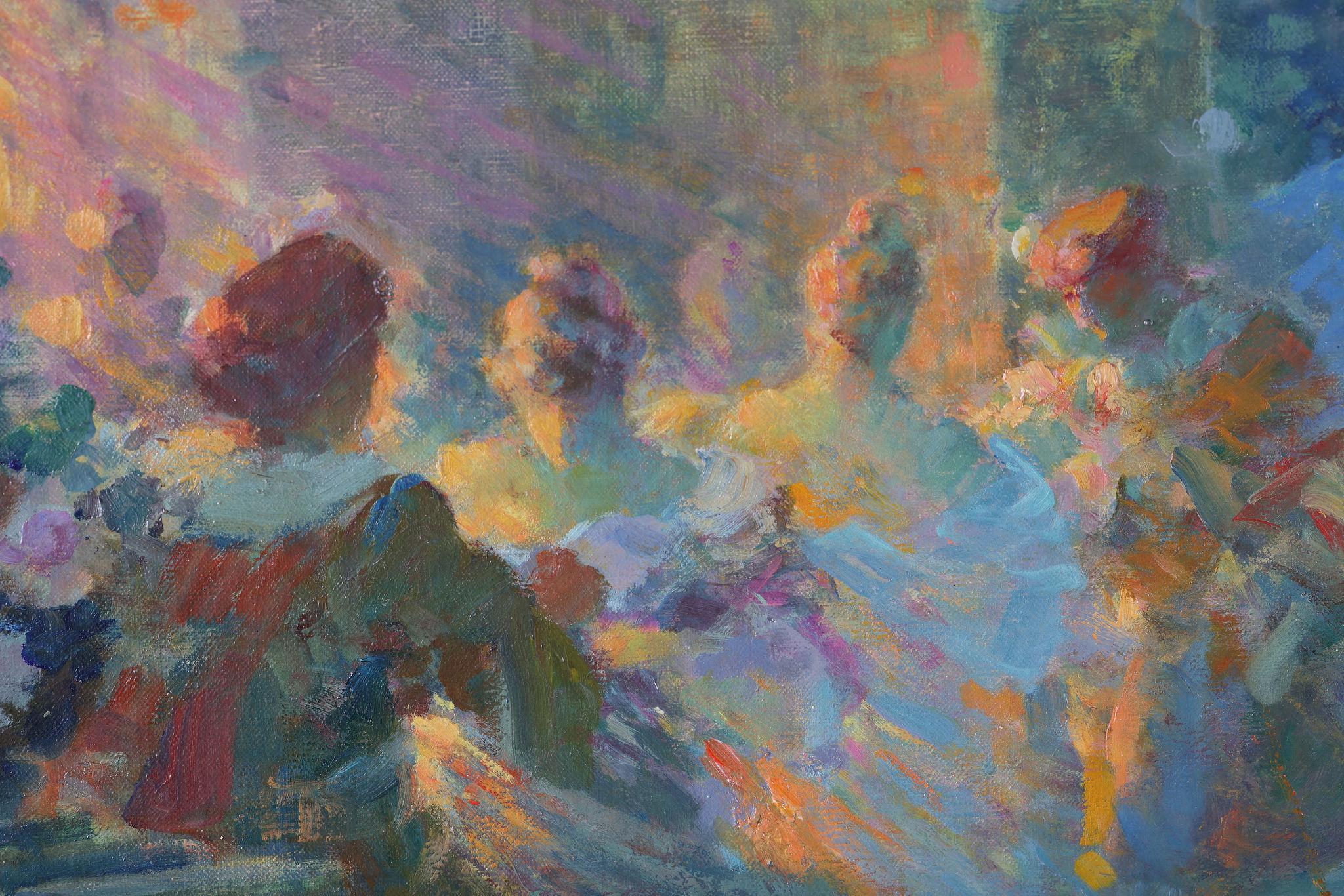 „Figuren am Ball draußen bei Nacht“. Ein gerahmtes Ölgemälde von Gabriel Griffon im Angebot 6