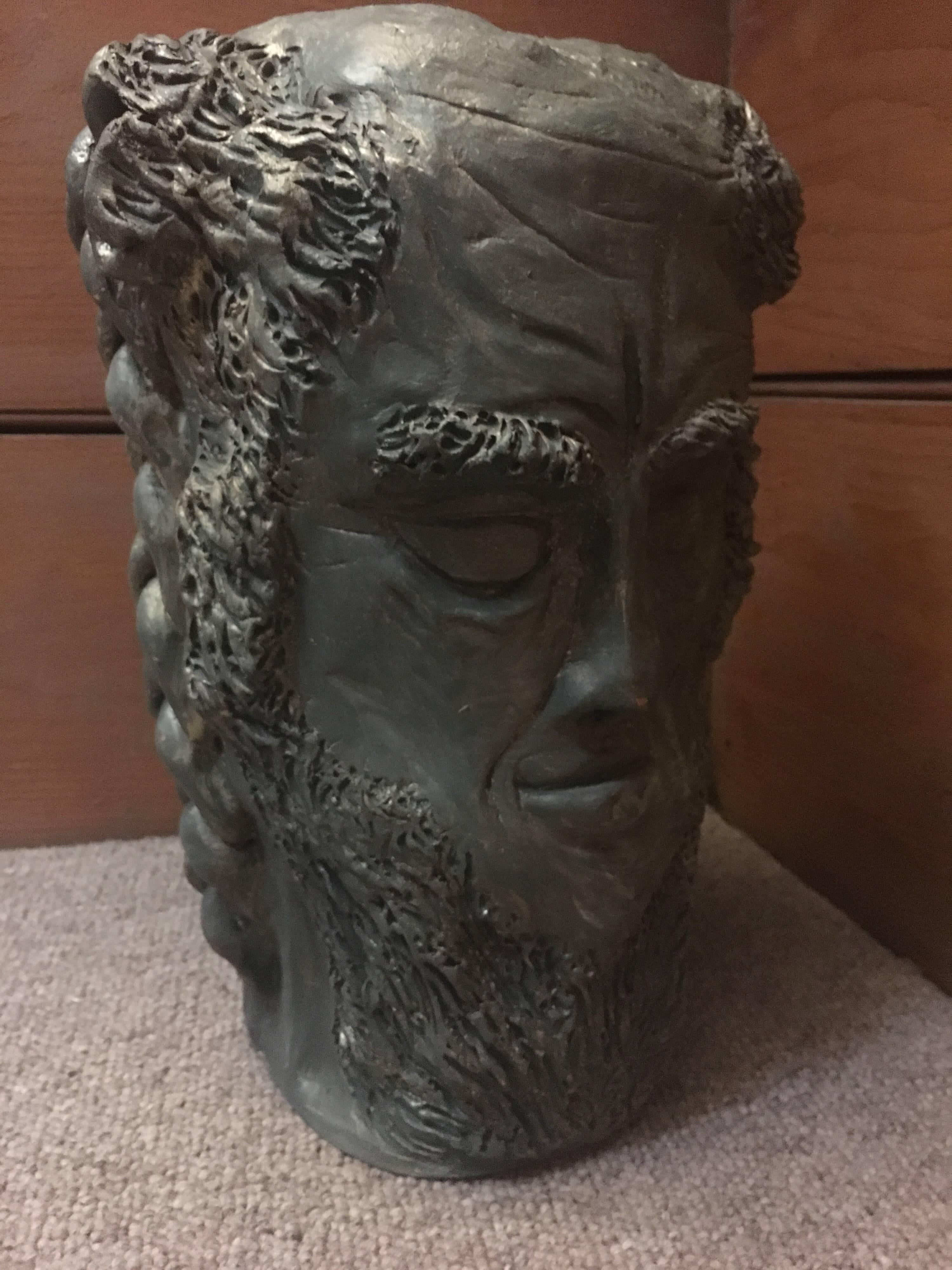Head Sculpture Double Sided Man with Beard,
By French artist, Gabriel Jenny, Mid 20th Century
The artist has inscribed their initials near the bottom, please see images
Medium: clay/plaster
Size of the head approx: 13 x 9 inches

Intriguing