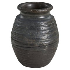 Vintage Gabriel Keramik, Vase, Black-Glazed Earthenware, Sweden, c. 1940s