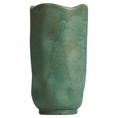 Gabriel Keramik, vaso, terracotta smaltata verde, Svezia, anni ’40