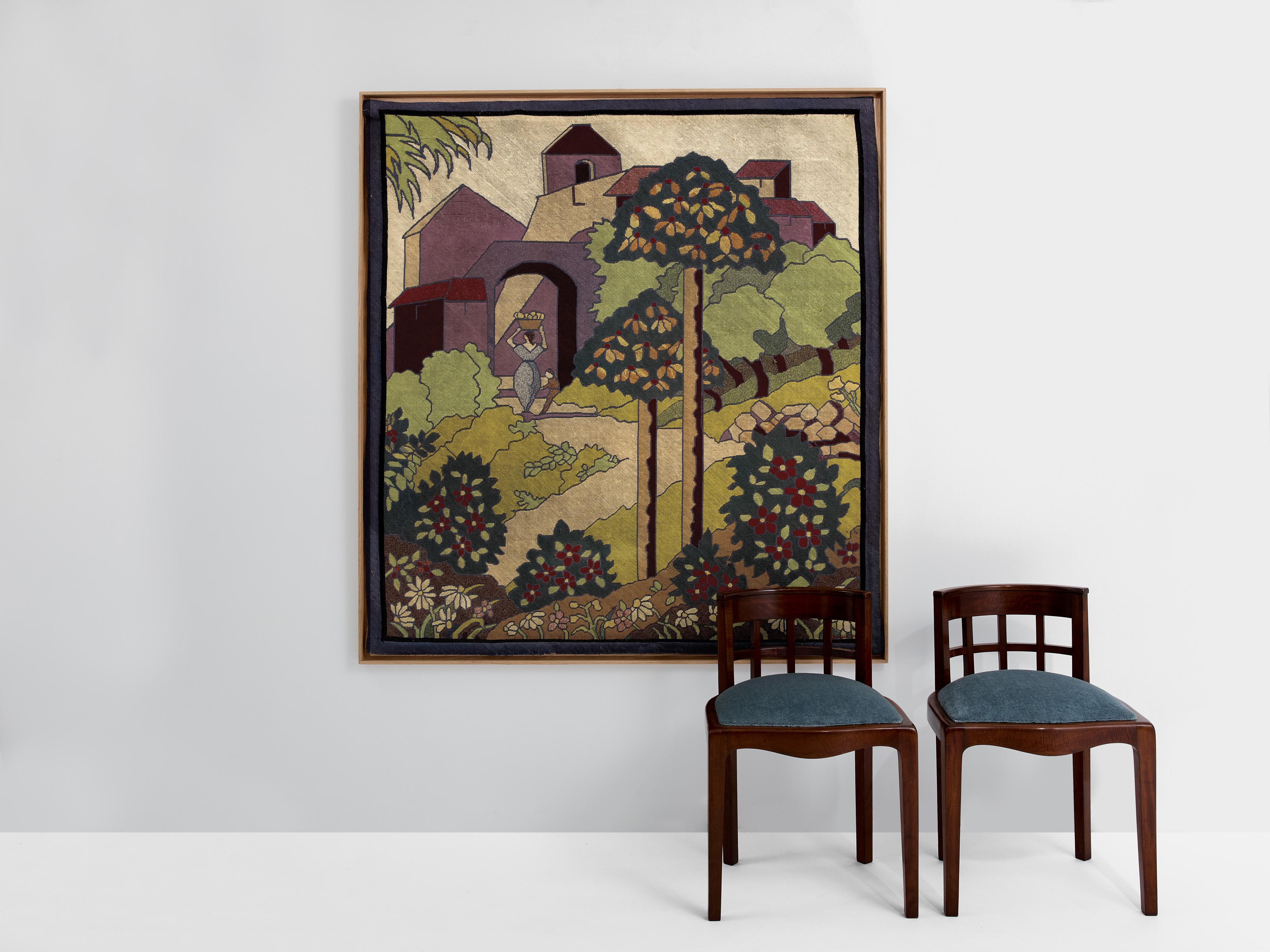Art Deco Gabriel Laneyrie petit-point needlework panel tapestry 1934 For Sale