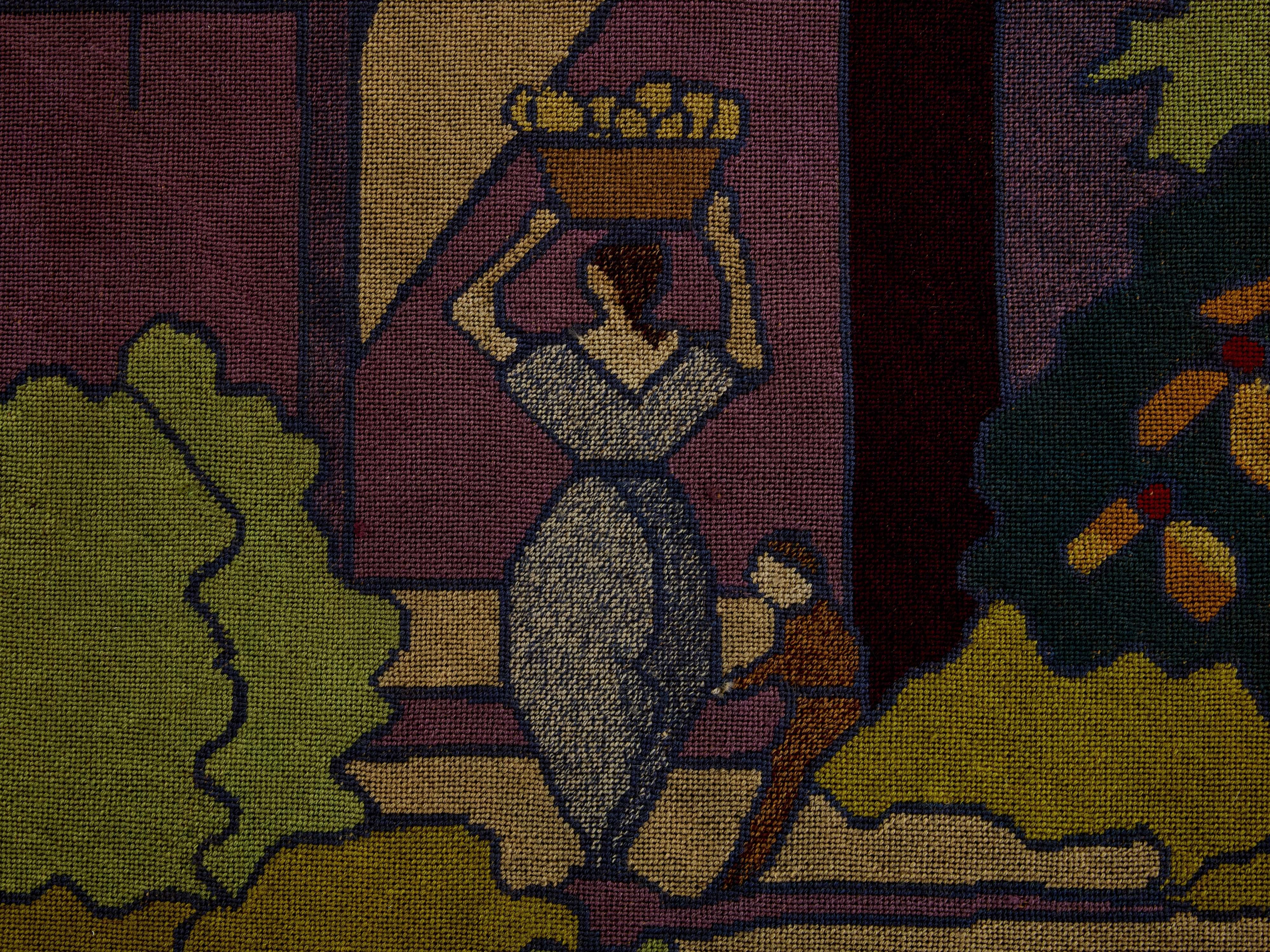 Gabriel Laneyrie petit-point needlework panel tapestry 1934 In Good Condition For Sale In Paris, IDF