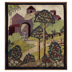 Vintage Gabriel Laneyrie petit-point needlework panel tapestry 1934