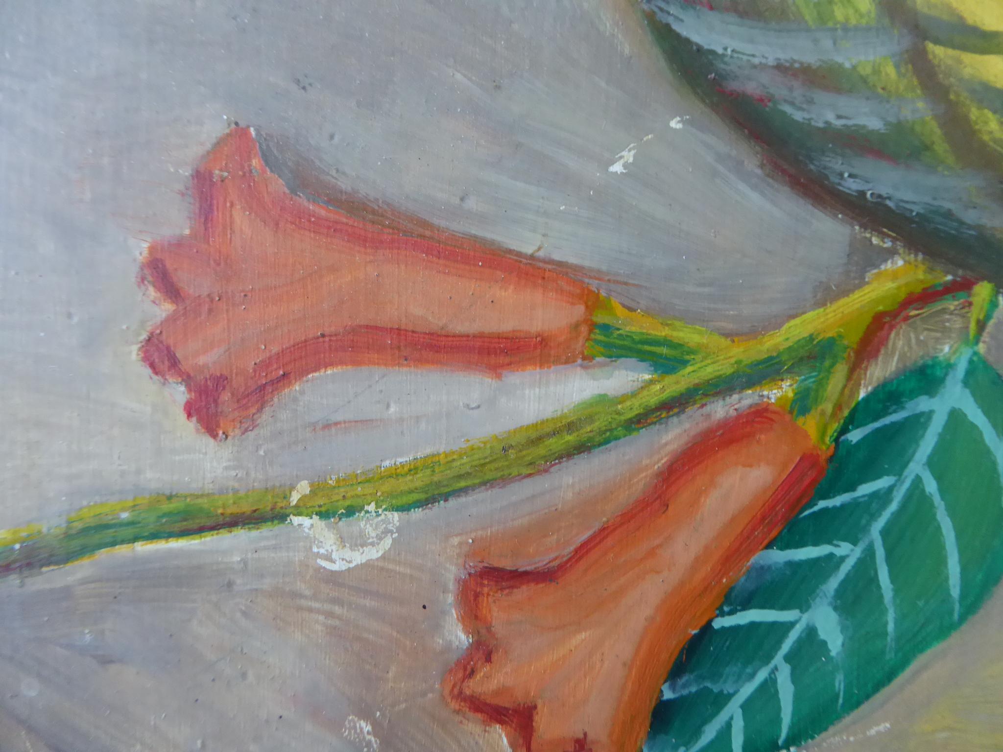 Gabriel Lévéque Olio/Masonite Natura morta Pittura moderna di metà secolo Haiti 1960 in vendita 2