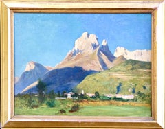 Monte Framont-Dolomites, Italy - 19th Century Oil, Mountain Landscape by G Loppe