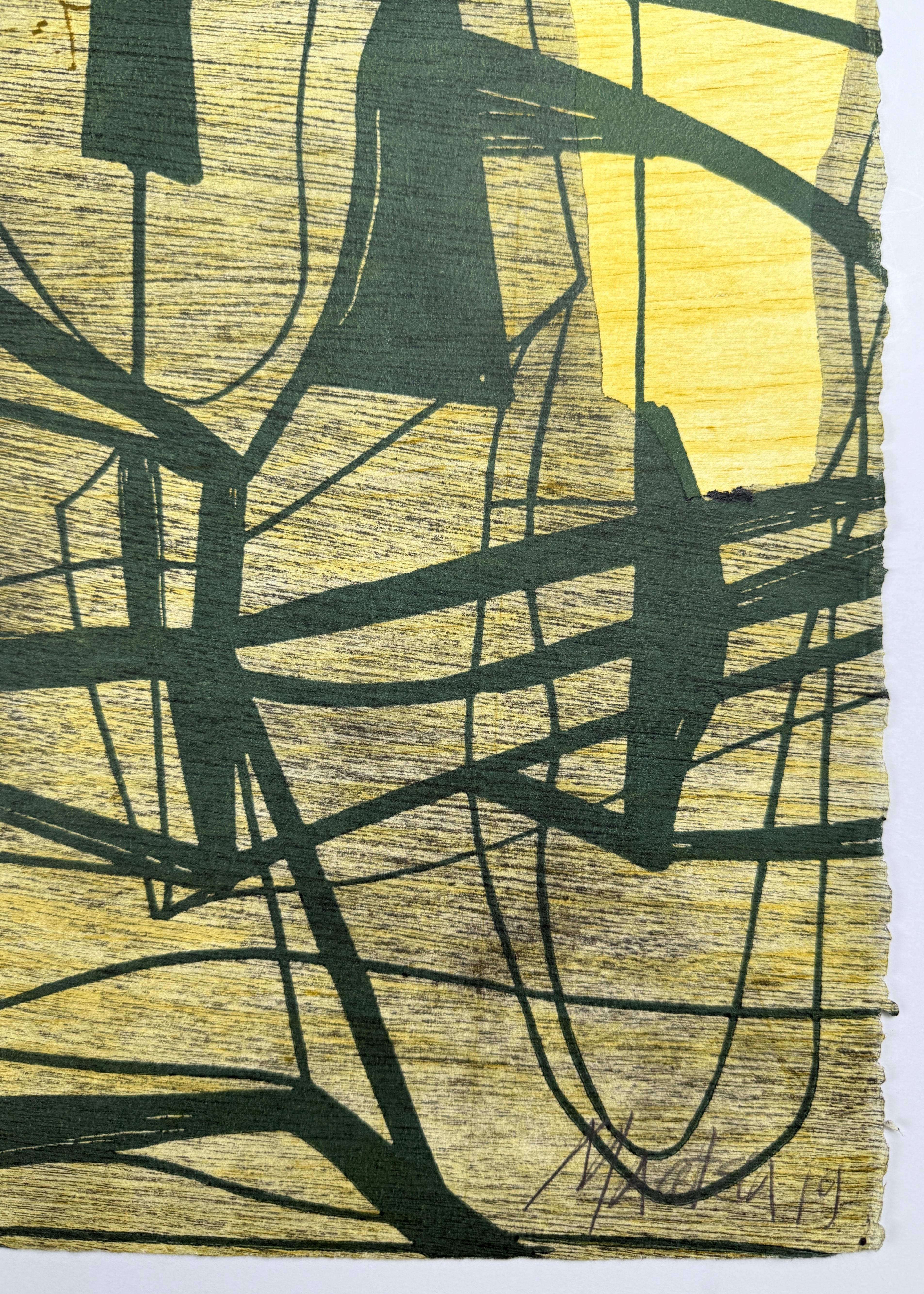 2020 Original Woodcut on 3 Plates 30x44in signed limited edition abstract - Print by Gabriel Macotela