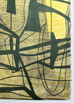 Original Holzschnitt auf 3 Platten 30x44in signiert in limitierter Auflage, abstrakt, 2020