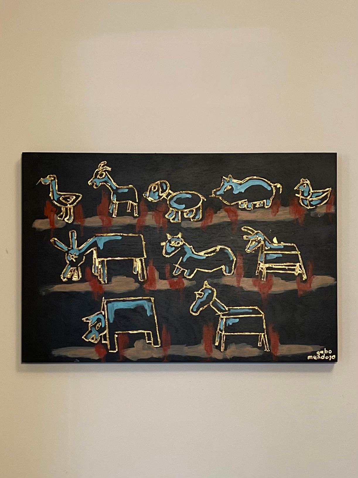 Gabriel Mendoza Animal Painting - Animals on their Way to the Assembly