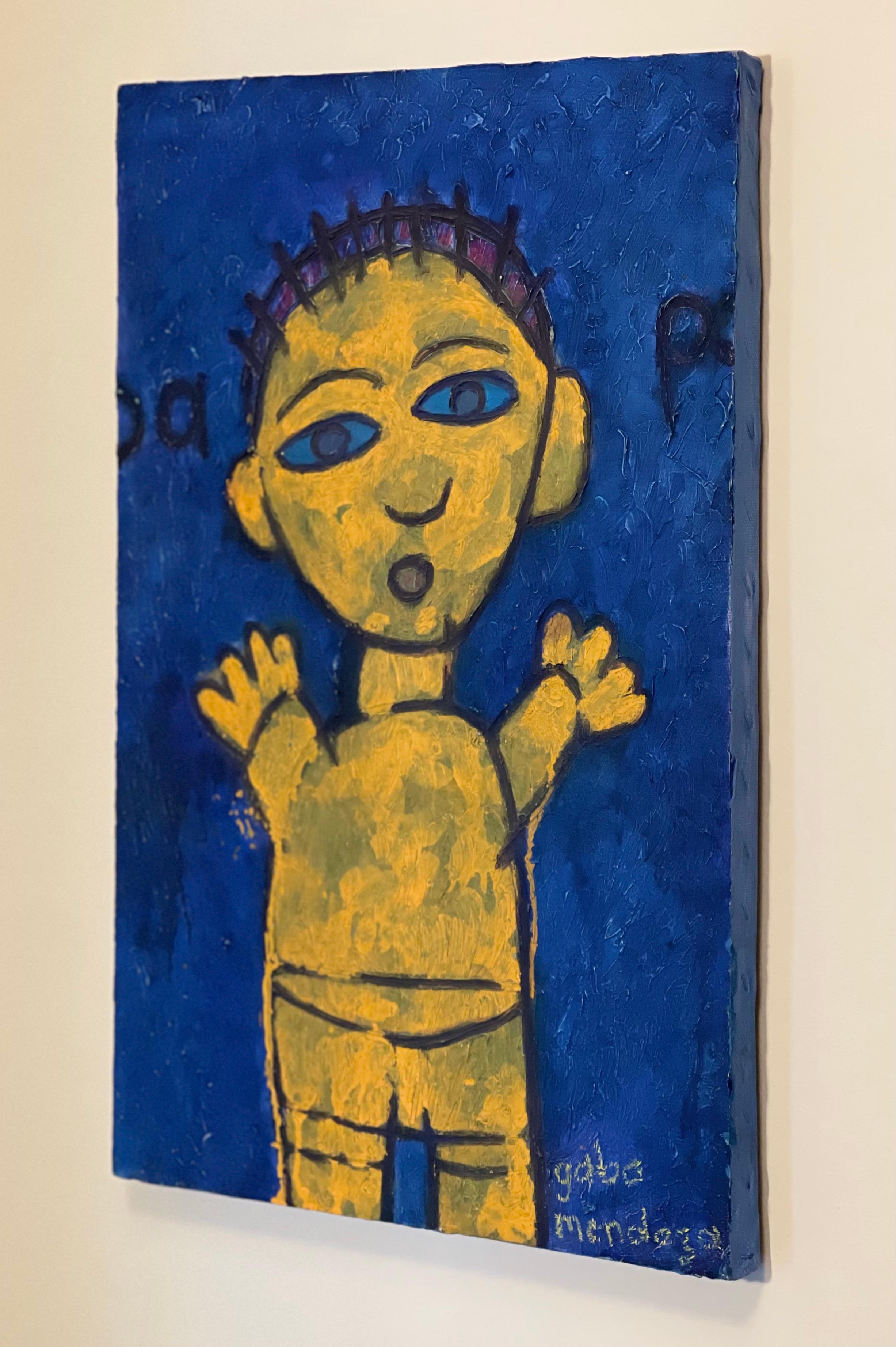 Garçon jaune - Contemporain Painting par Gabriel Mendoza