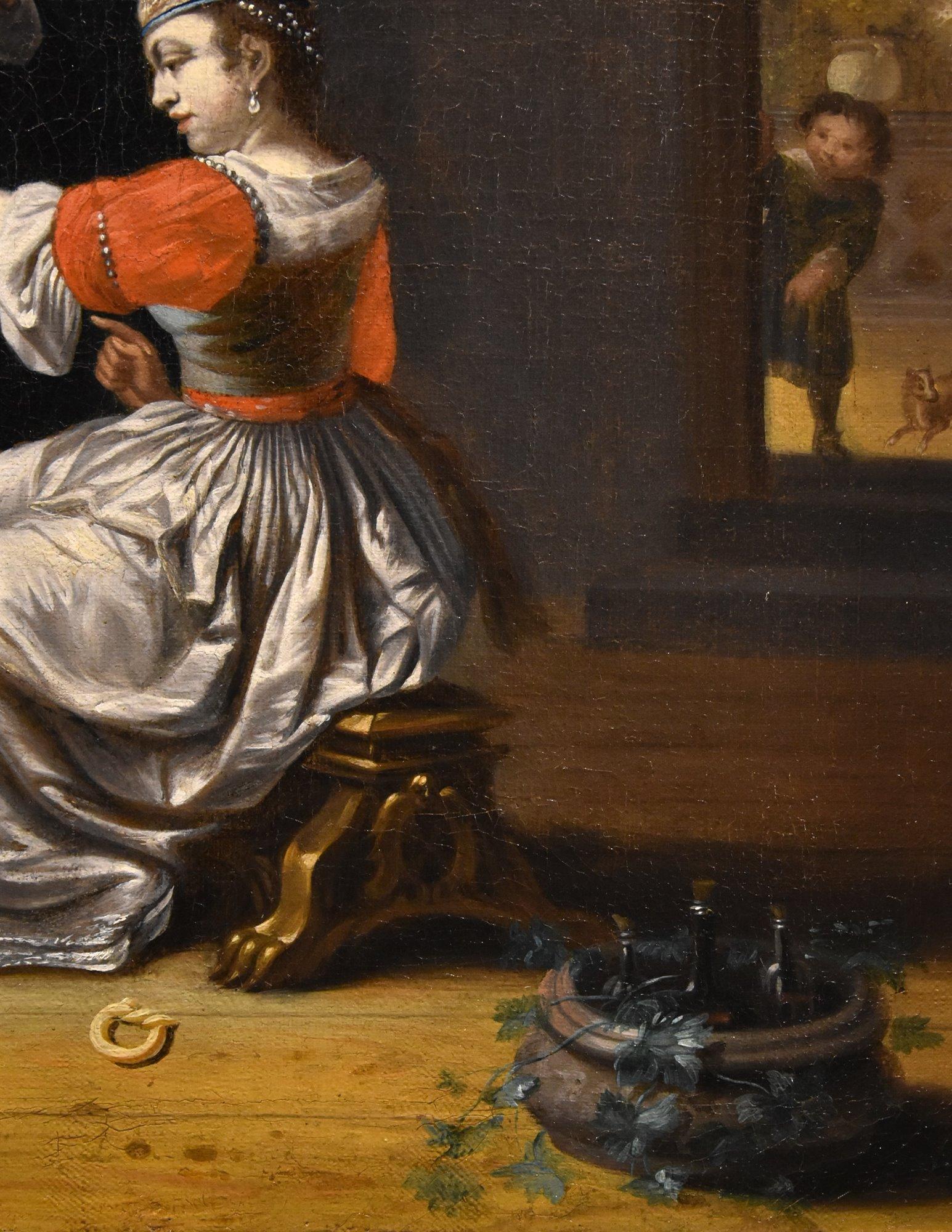 Joueur de luth Musique Metsu 18ème siècle Peinture Huile sur toile Ancien maître Art flamand en vente 4
